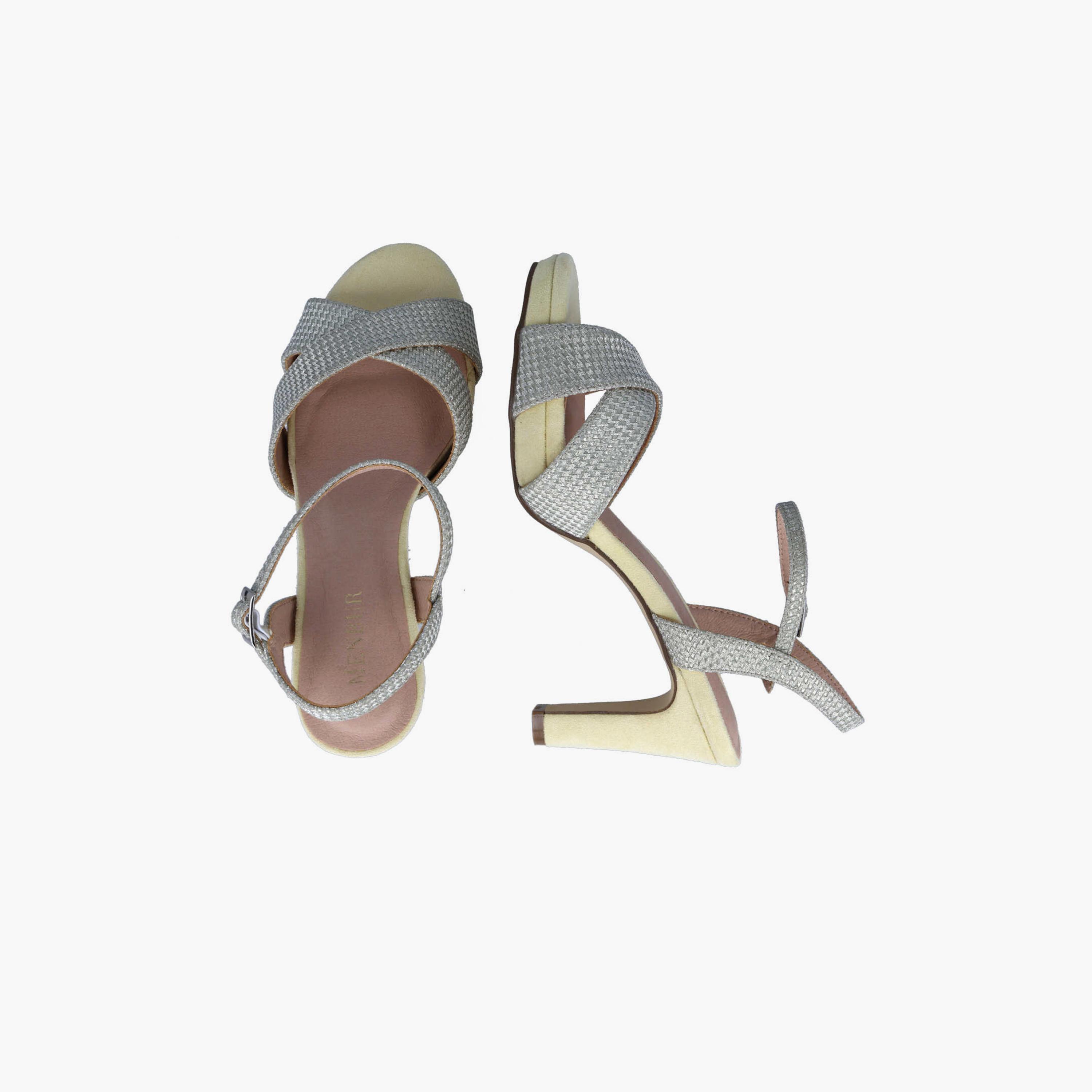 Menbur Women's Metallic Strap Sandals with Cross Strap | 22520-women-shoes-sandals-flats-image-3