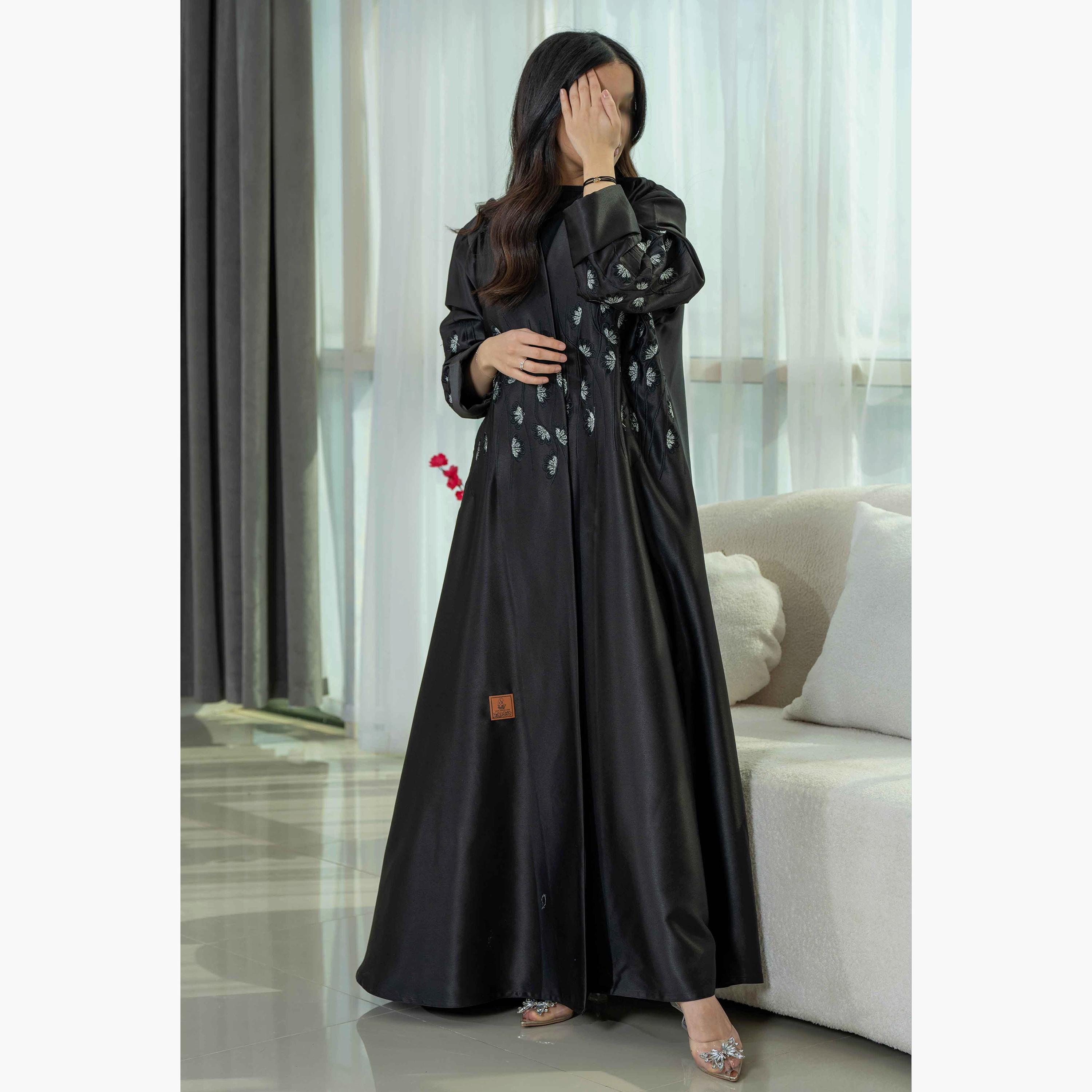Zahiyh Embroidered Black Women's Toujan Kaloush Abaya with Tarha-women-arabicclothing-abayas-image-1