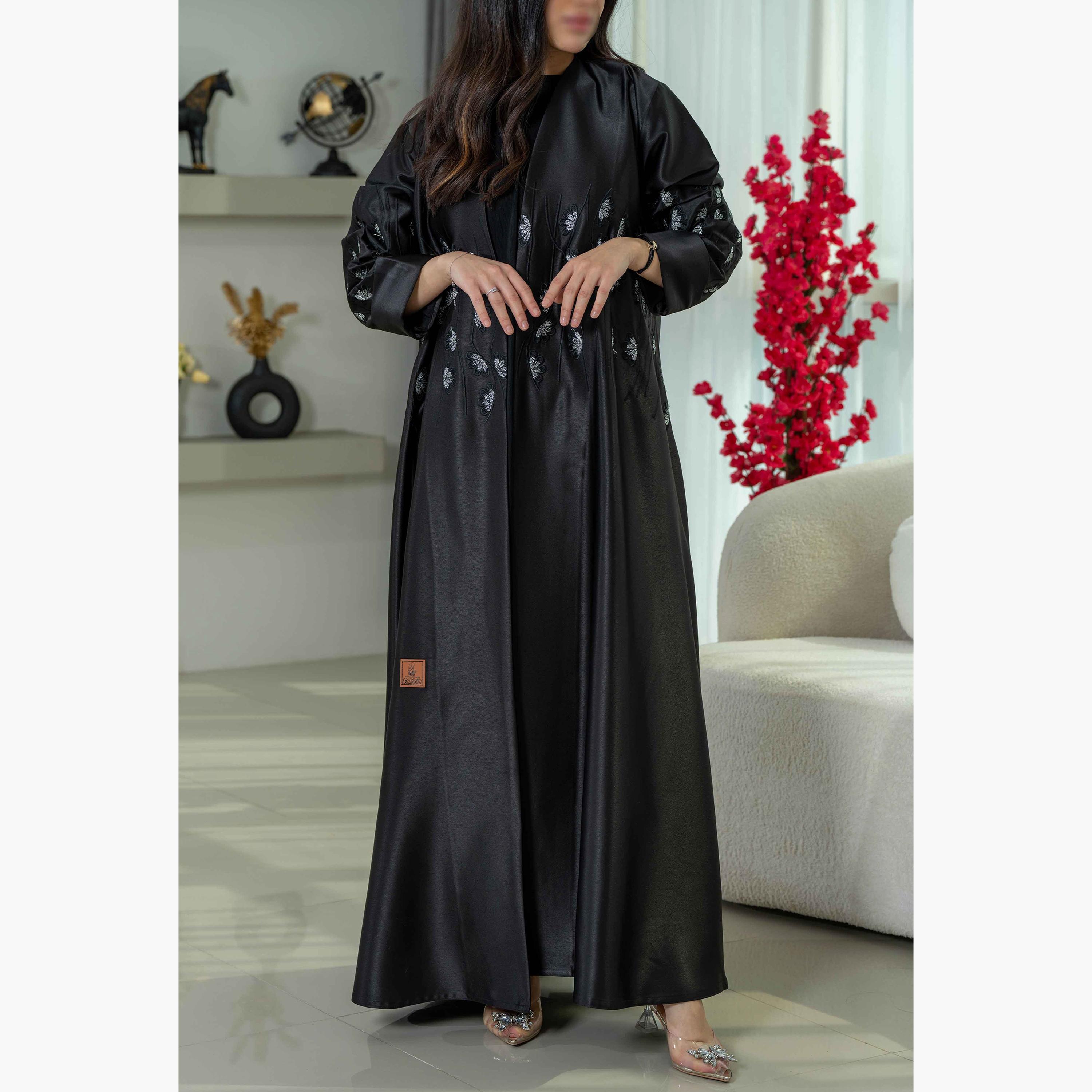 Zahiyh Embroidered Black Women's Toujan Kaloush Abaya with Tarha-women-arabicclothing-abayas-image-2
