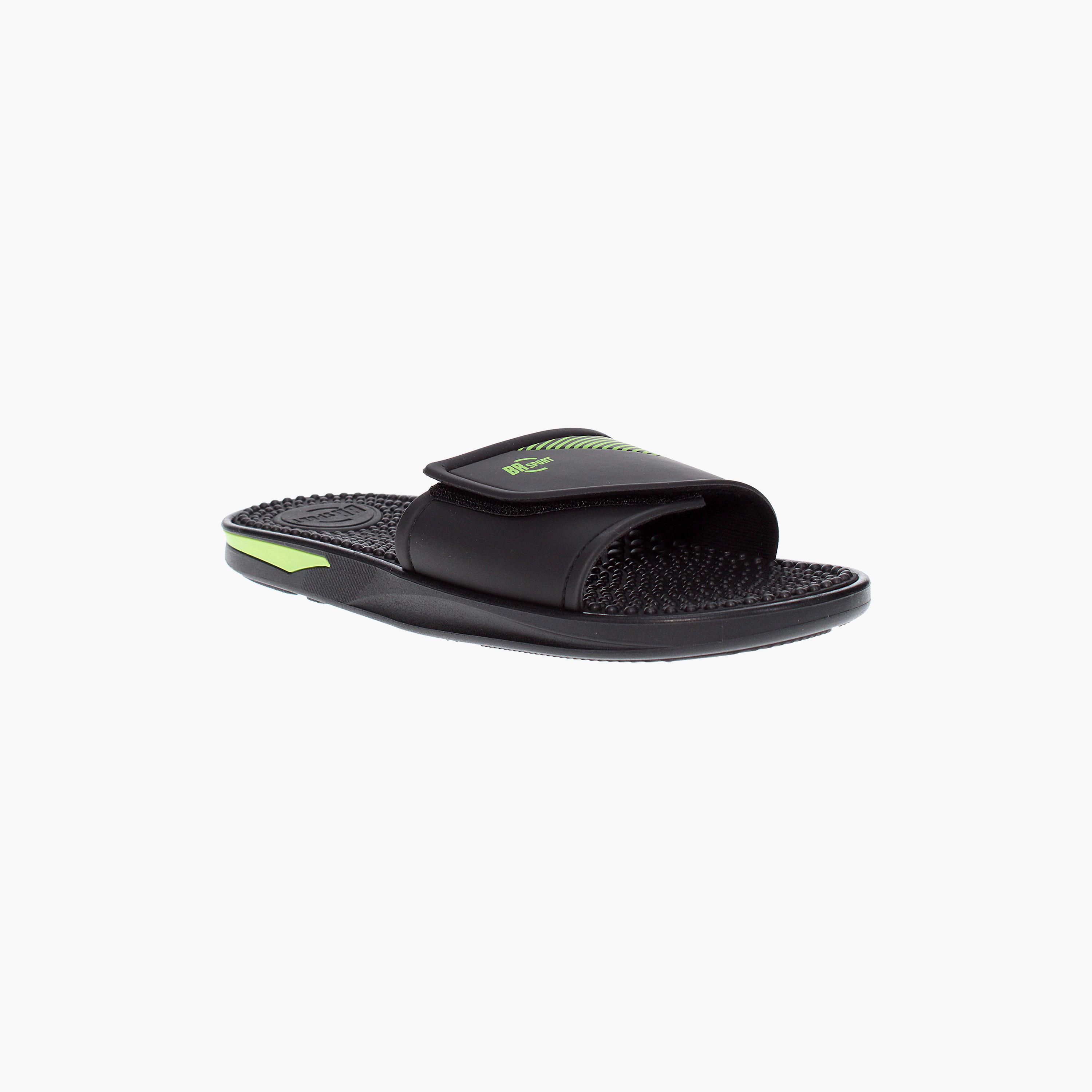 سلايدز رجالي من بى آر سبورت مع مفتوح بمقدمة مستديرة | 2254-120-21189-men-shoes-flipflopsandslides-image-1