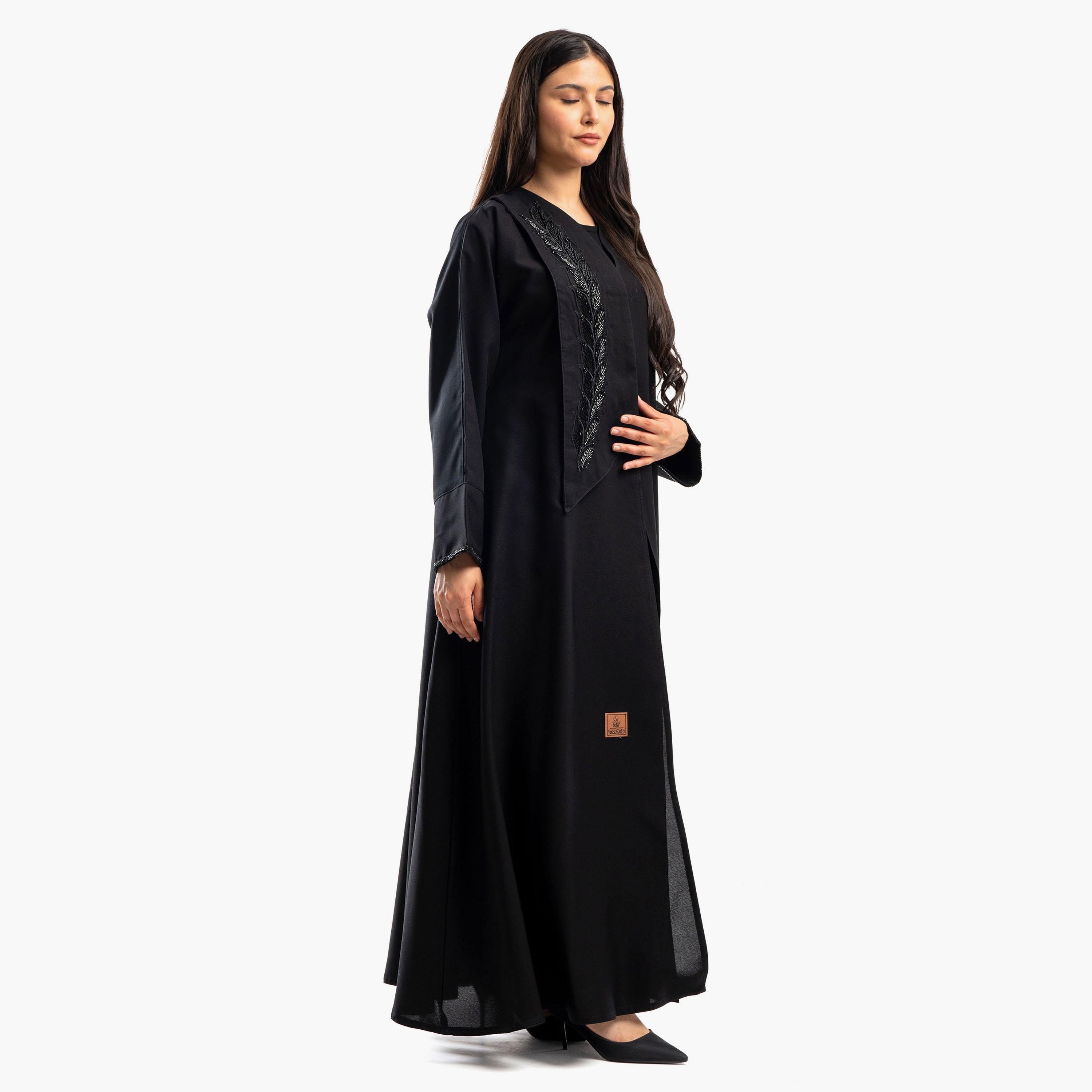 عباية نسائية سوداء مزخرفة كلوش مع طرحة من زاهيه-women-arabicclothing-abayas-image-3