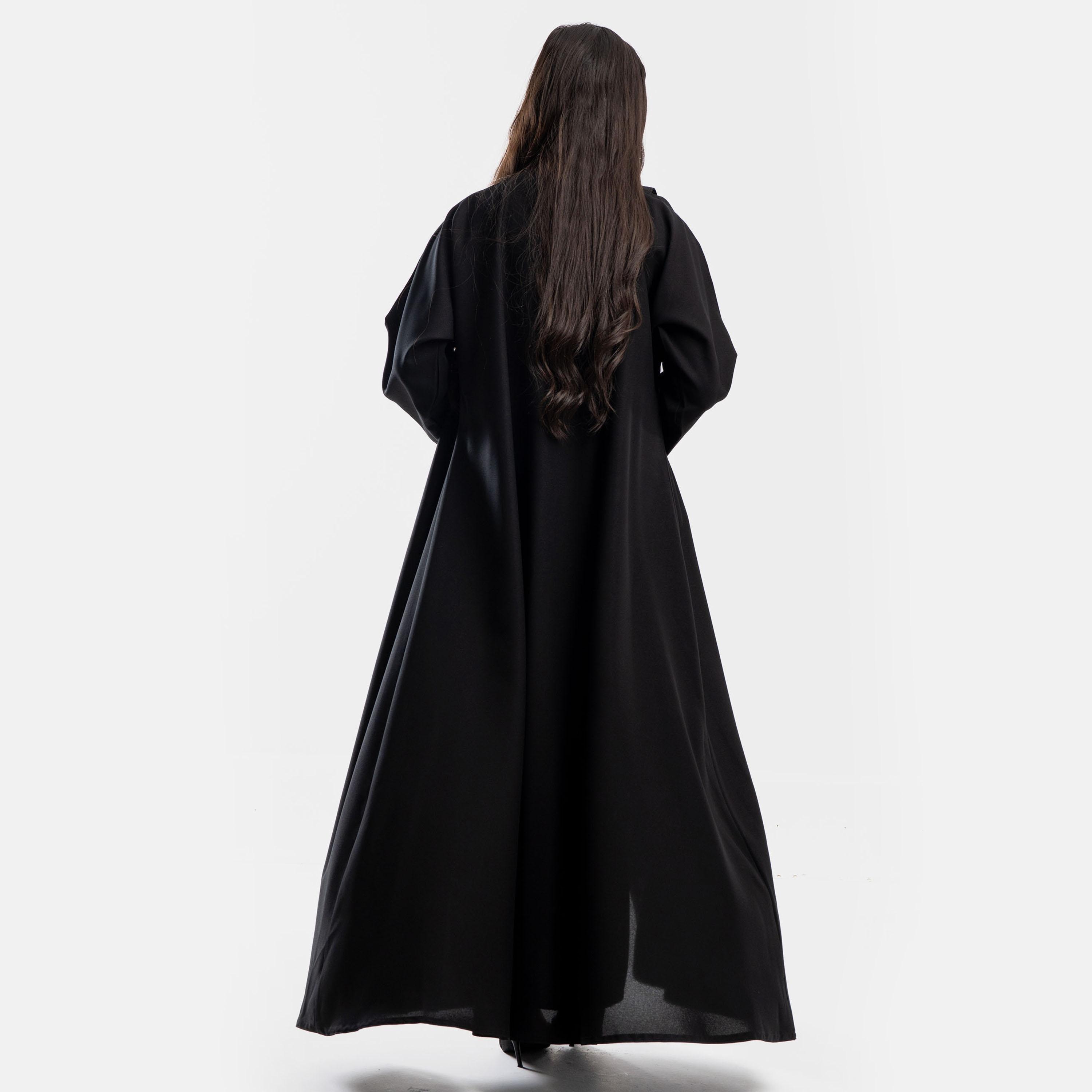 عباية نسائية سوداء مزخرفة كلوش مع طرحة من زاهيه-women-arabicclothing-abayas-image-4