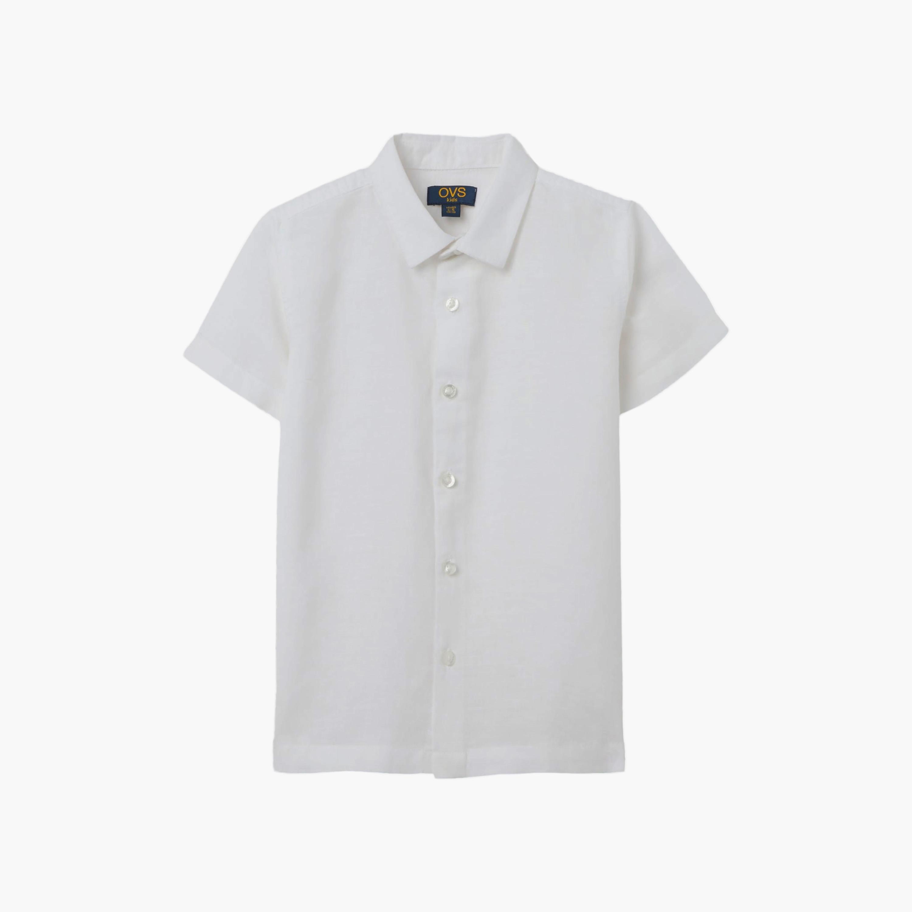 قميص قطن سادة بأكمام قصيرة من اوه في اس-boys-clothing-shirts-image-1