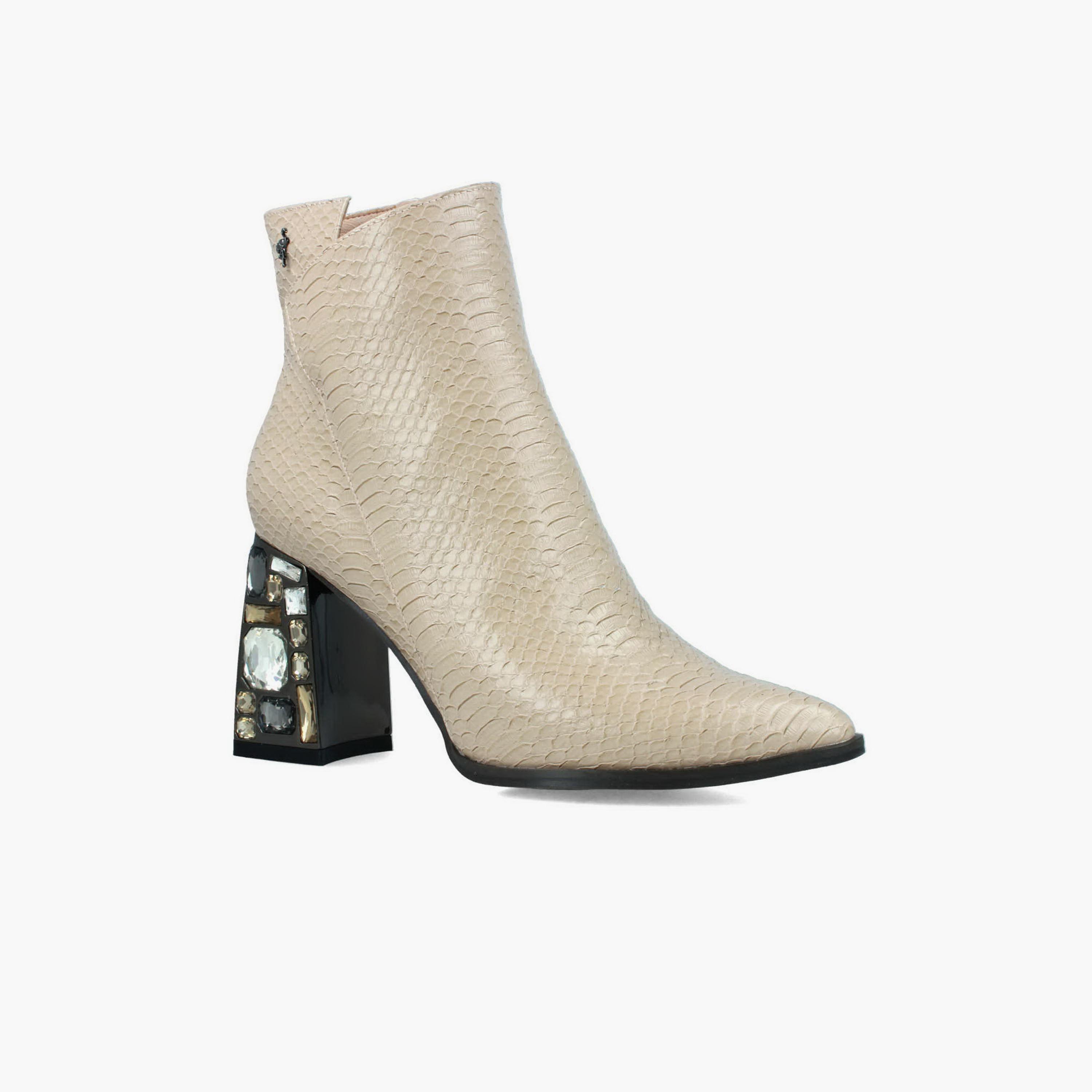 Menbur Women's Reptile Print Ankle Boots with Crystal | 22717-women-shoes-boots-image-1