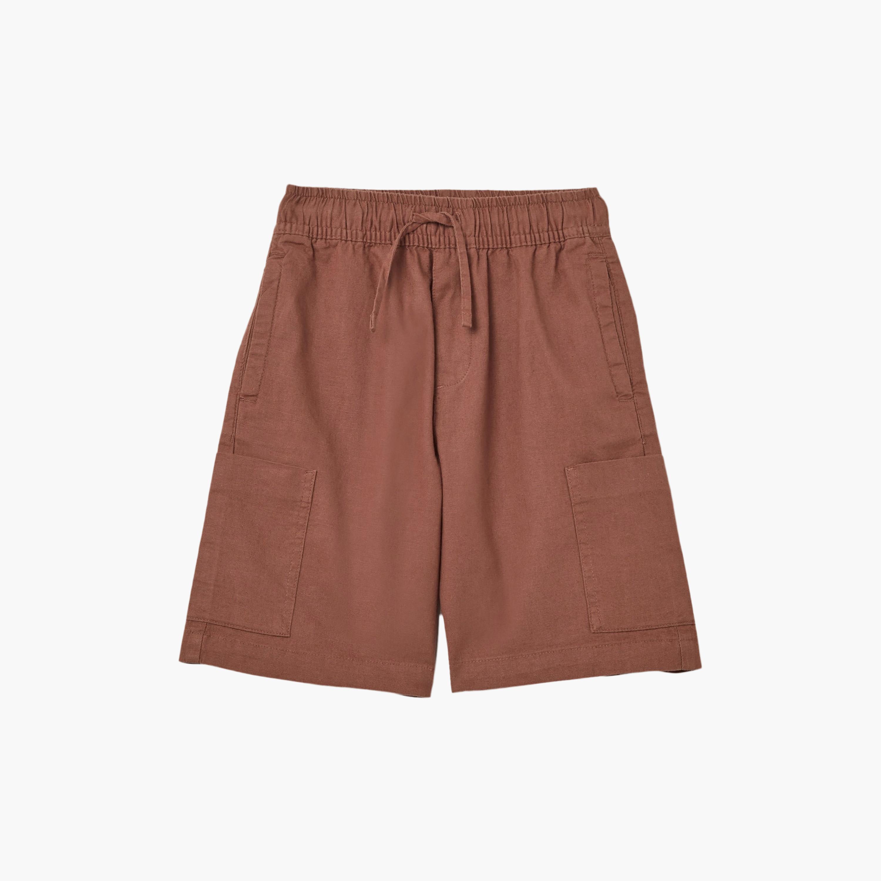 شورت "كارغو" سادة بجيوب ورباط سحب مطاطي من اوه في اس-boys-clothing-bottoms-shorts-image-1