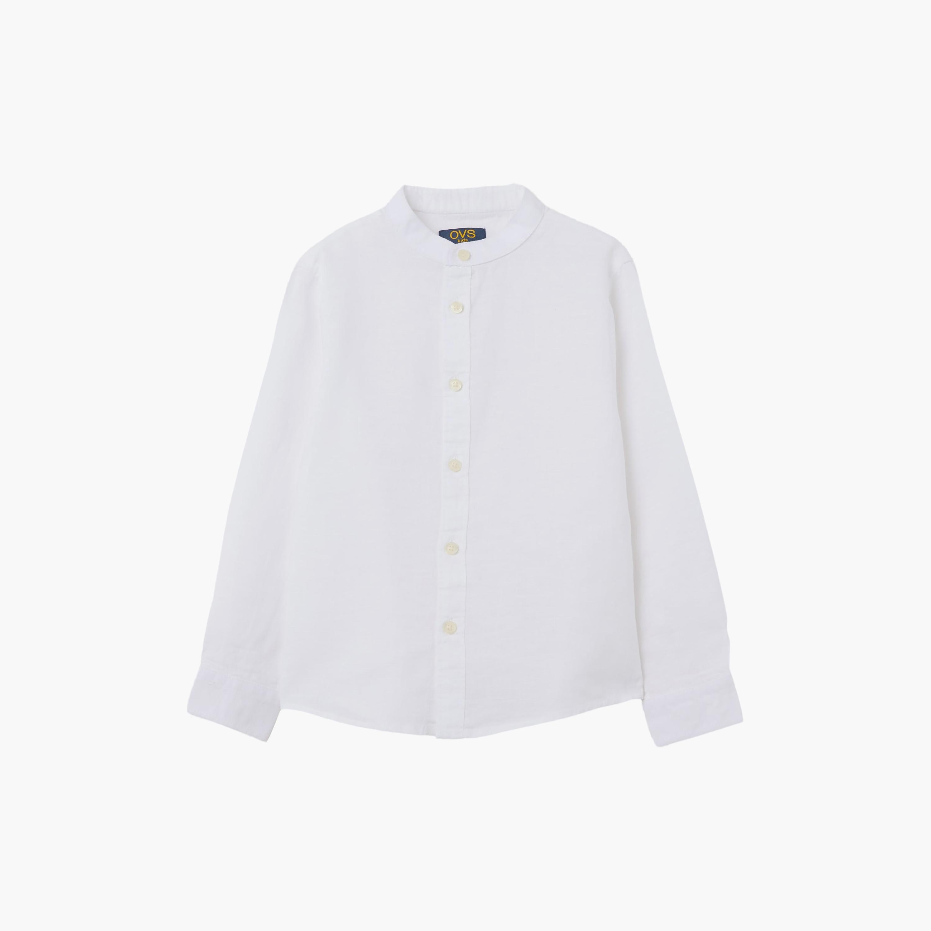 قميص قطن سادة بأكمام طويلة من اوه في اس-boys-clothing-shirts-image-1