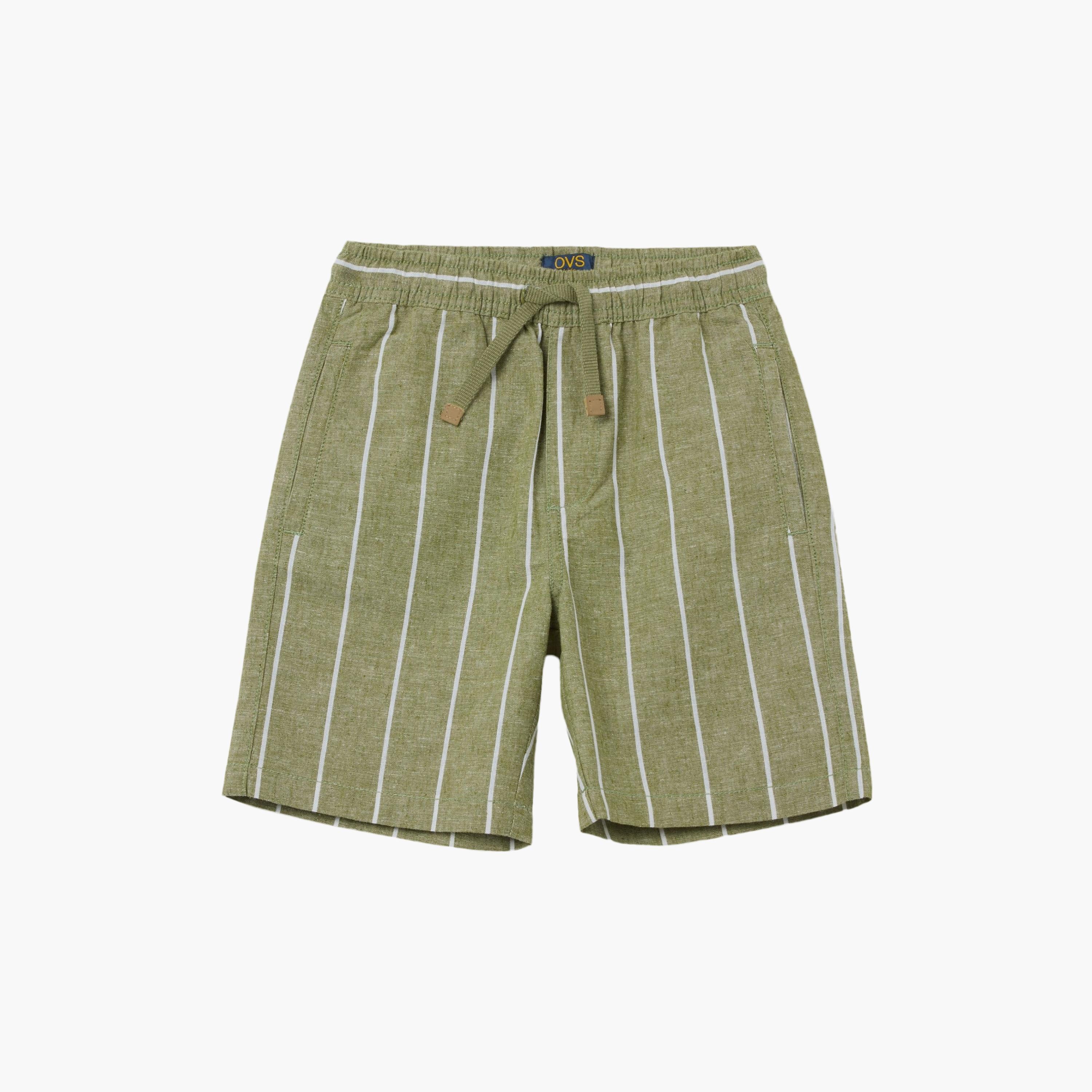 شورت قطن سادة مخطط برباط سحب مطاطي من اوه في اس-boys-clothing-bottoms-shorts-image-1