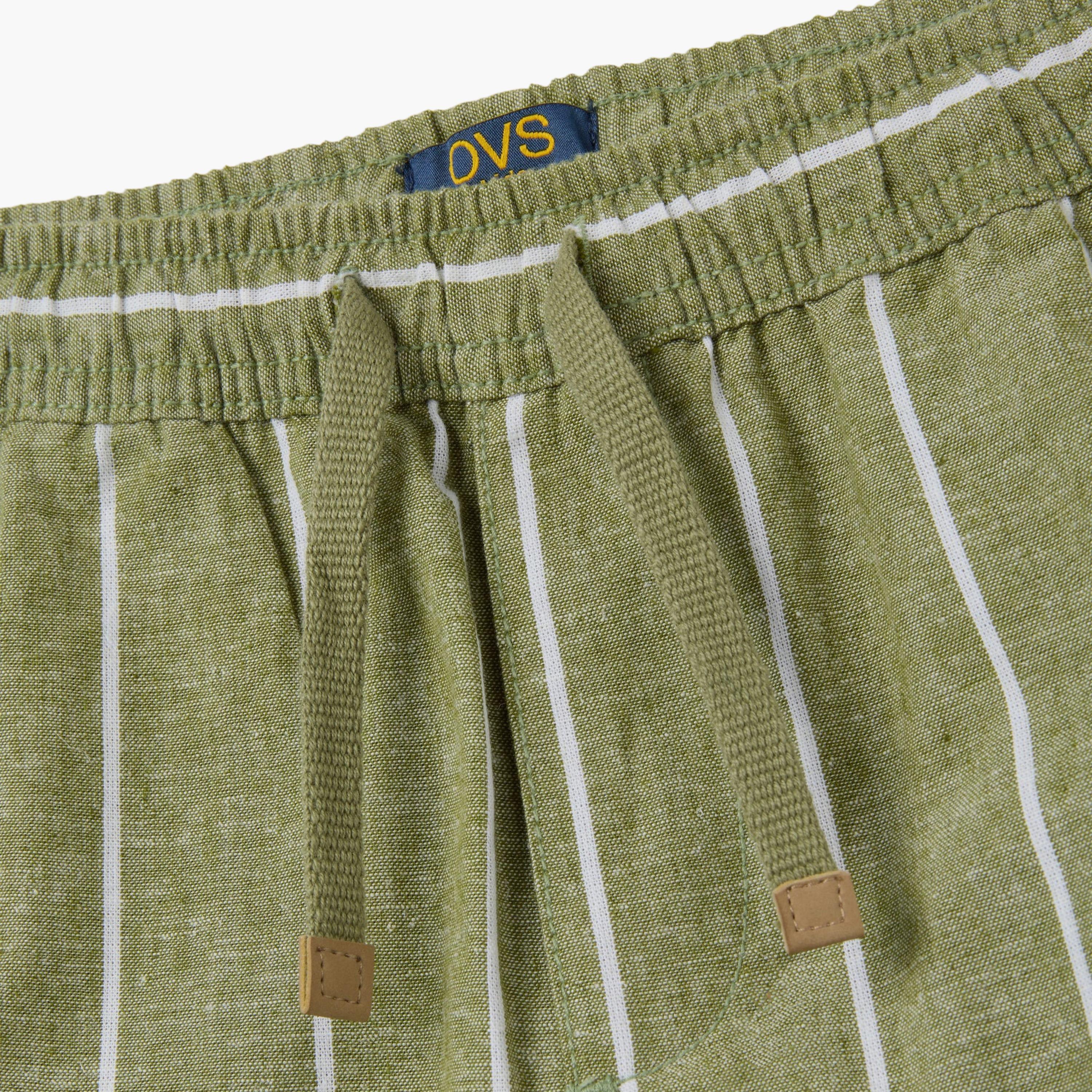 شورت قطن سادة مخطط برباط سحب مطاطي من اوه في اس-boys-clothing-bottoms-shorts-image-3