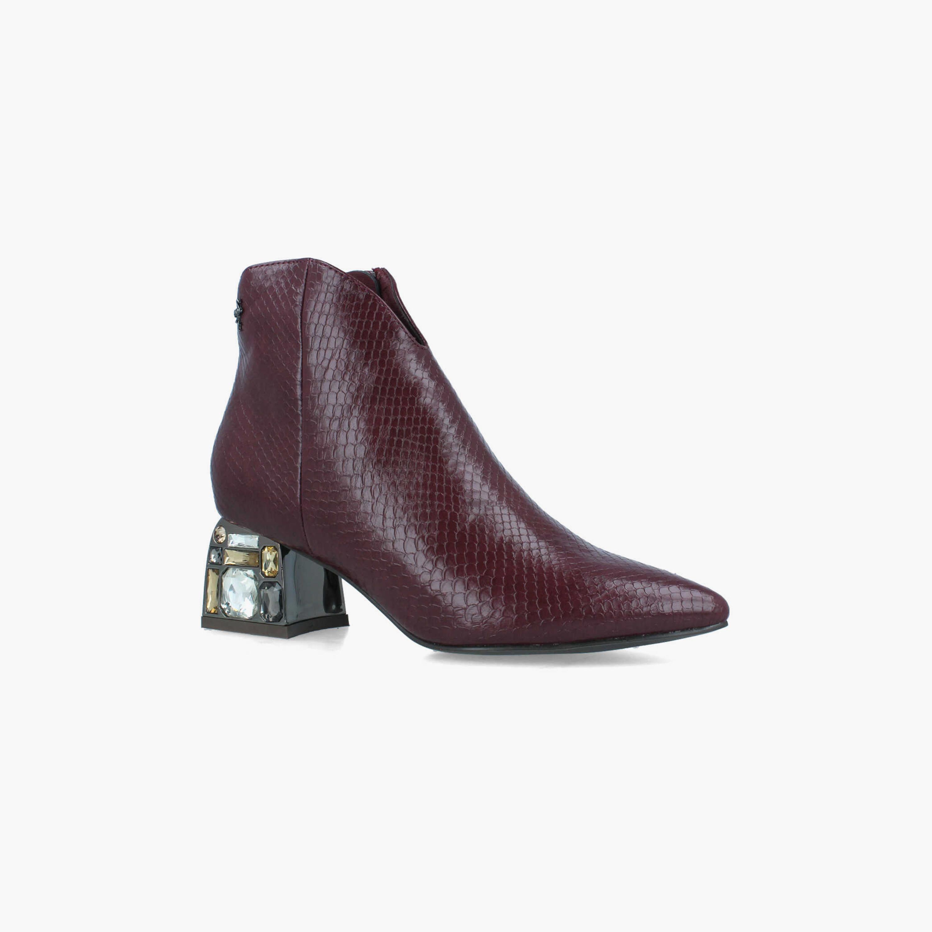 Menbur Women's Reptile Print Ankle Boots with Crystal | 22728-women-shoes-boots-image-1