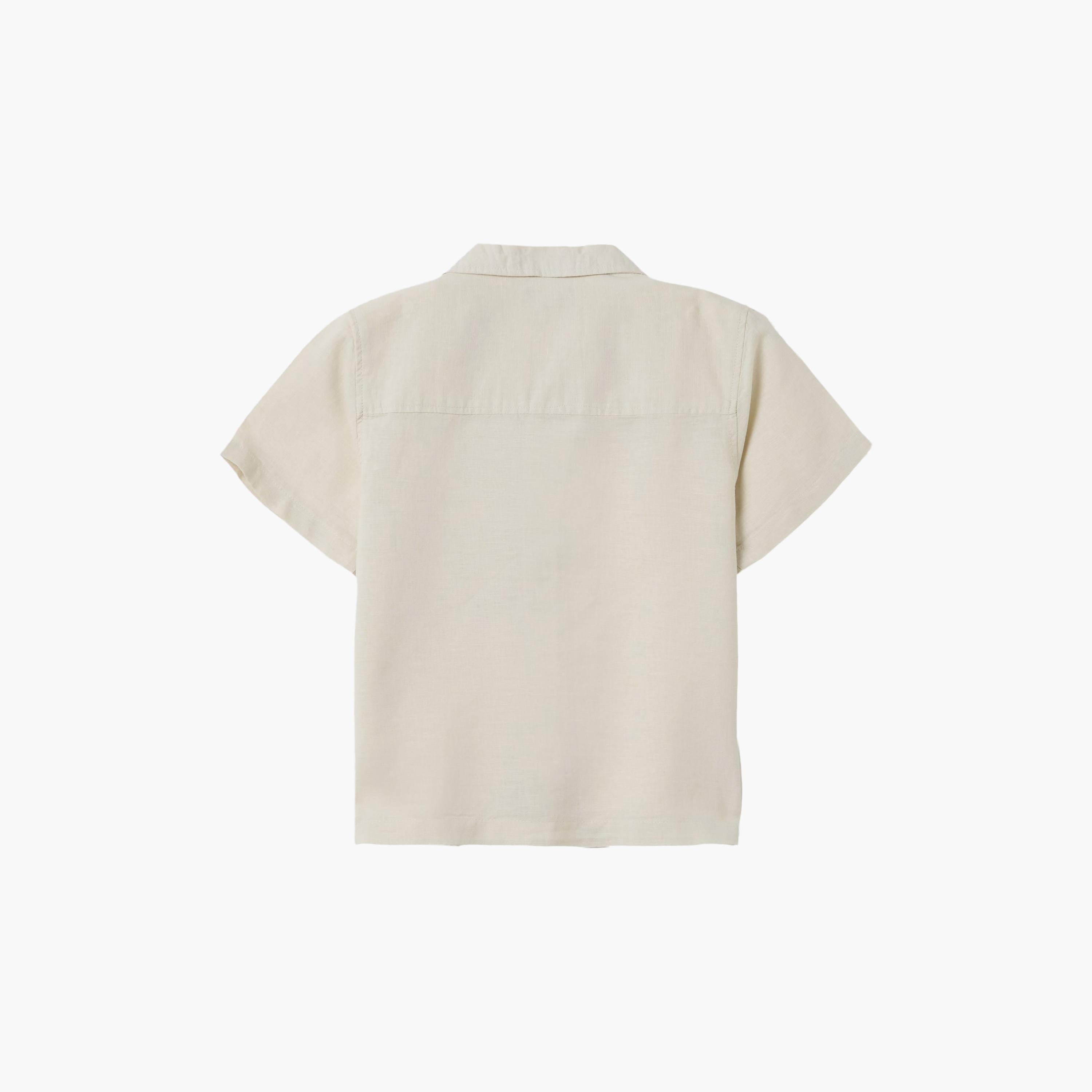 OVS Solid Cotton Pocketed Half Sleeves Shirt-boys-clothing-shirts-image-2