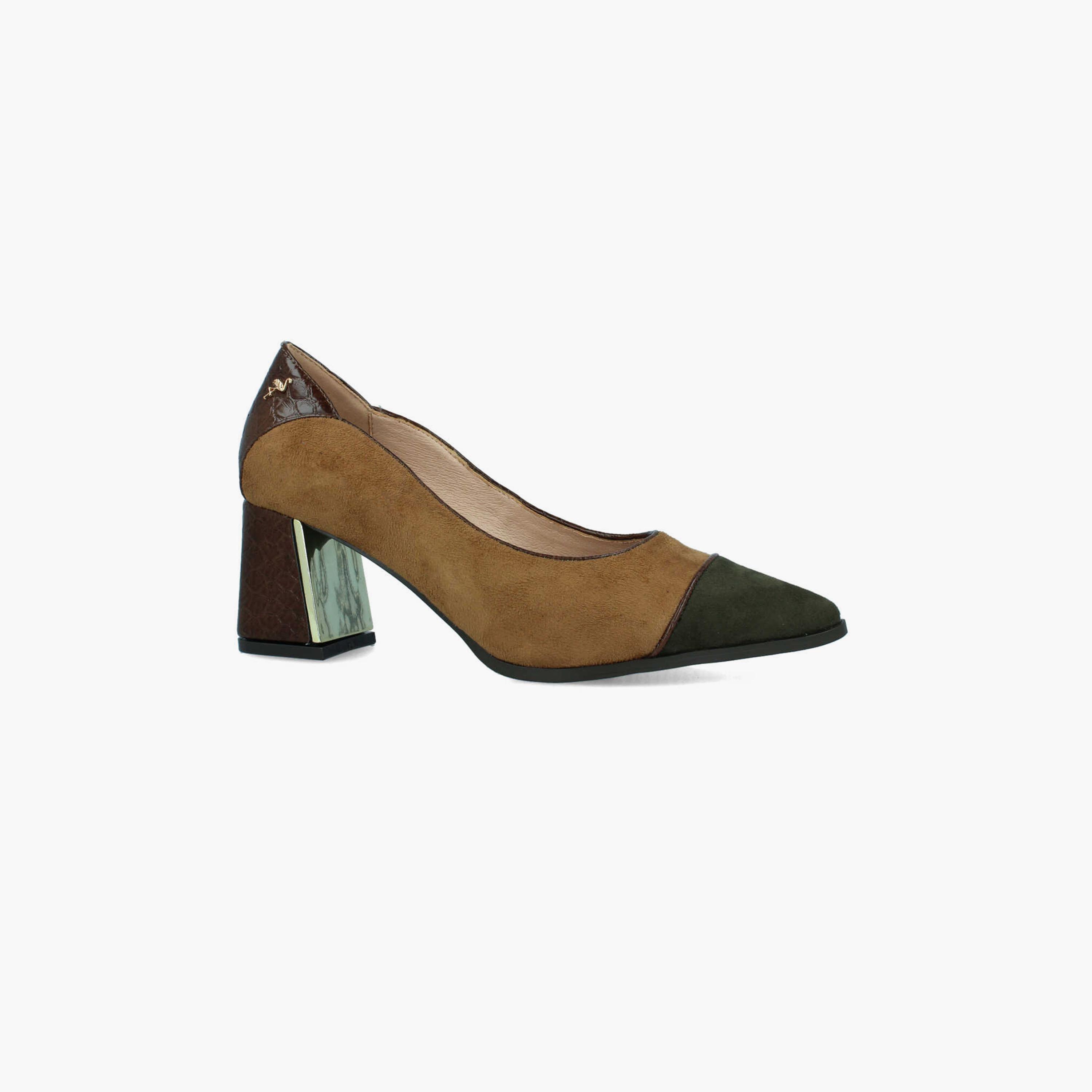 Menbur Women's Reptile Print Block Heels With Pointed Toe | 22732-women-shoes-heels-image-1
