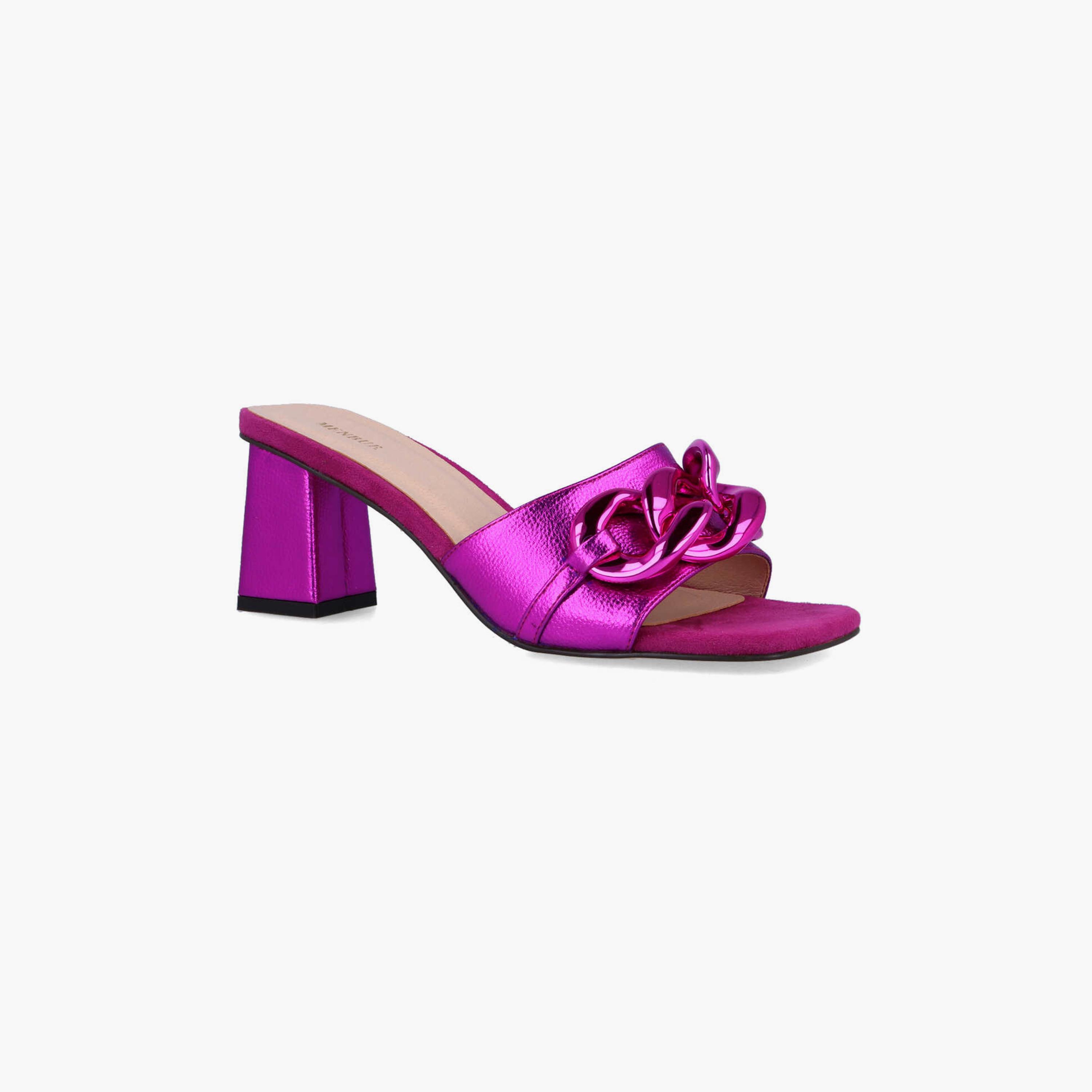 Menbur Women's Metallic Block Heels with Decorative Vamp | 22774-women-shoes-heels-image-1