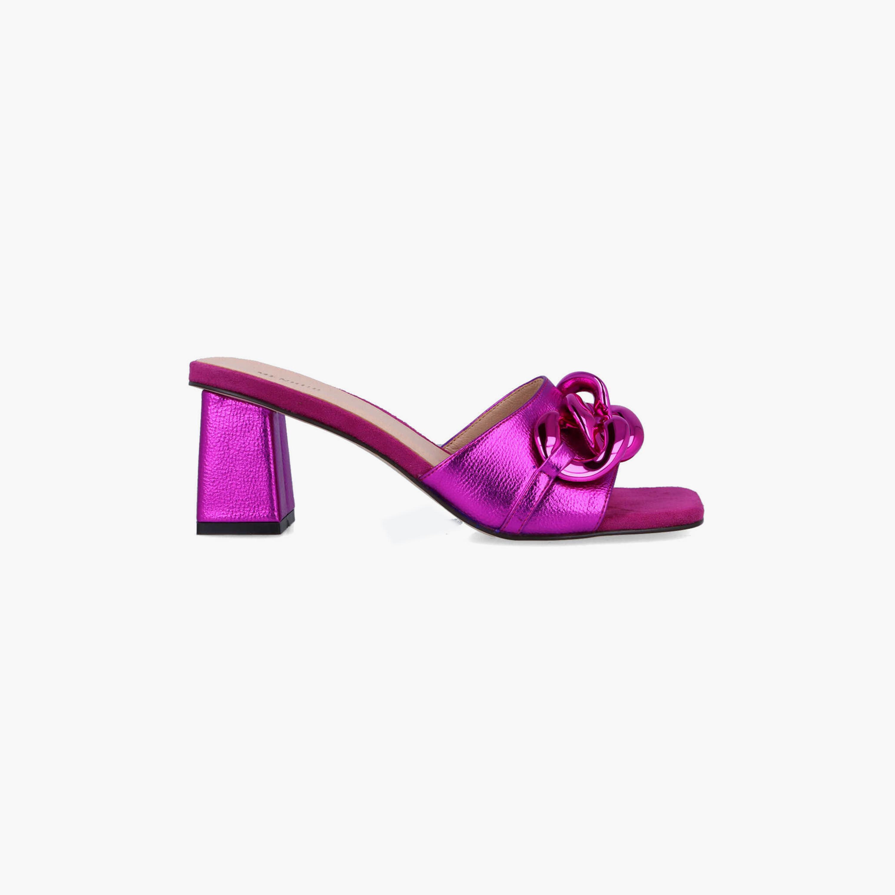 Menbur Women's Metallic Block Heels with Decorative Vamp | 22774-women-shoes-heels-image-2