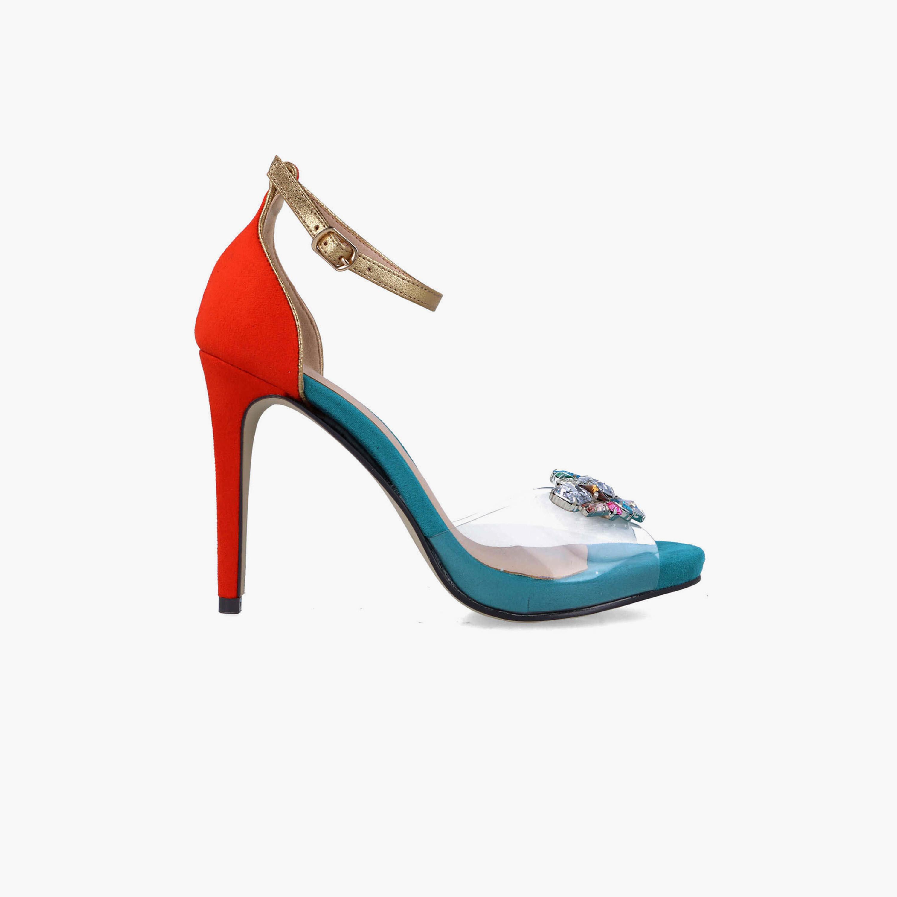 Menbur Women's Metallic Stiletto Heels with Crystal | 22785-women-shoes-heels-image-2