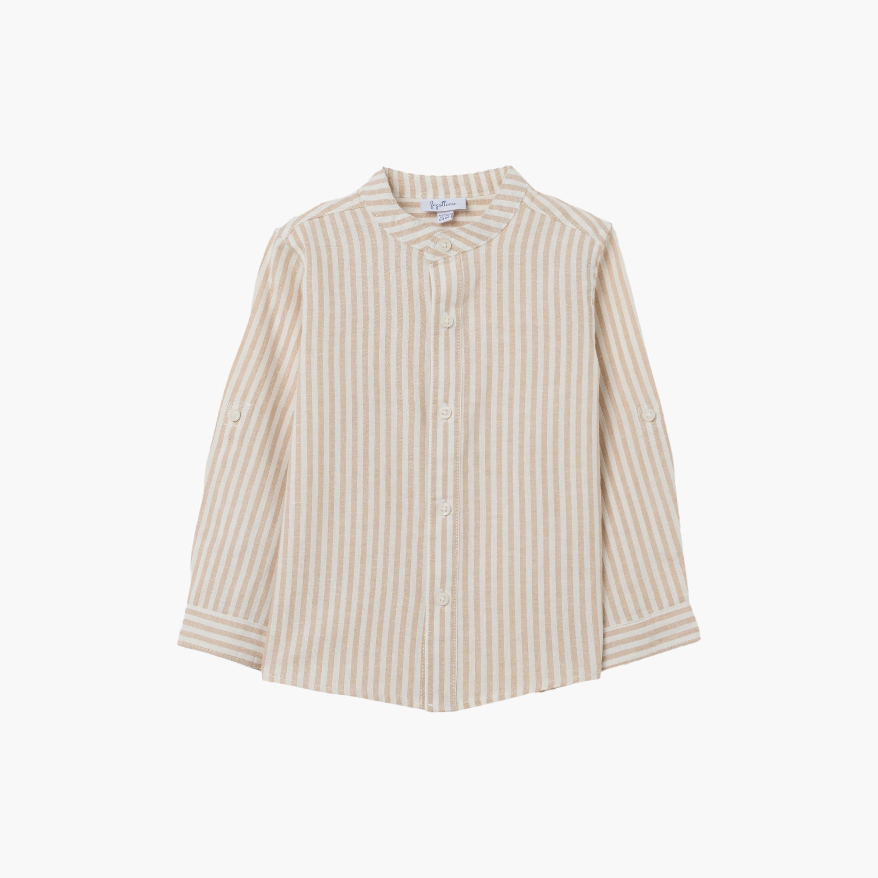 OVS Solid Cotton Striped Full Sleeves Shirt-baby-boys-clothing-shirts-image-1