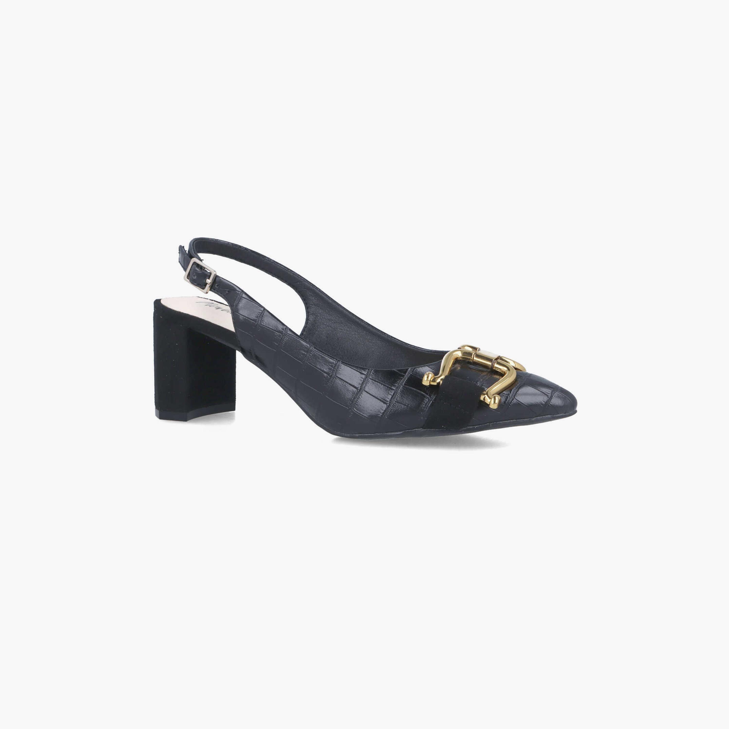 Menbur Women's Reptile Print Block Heels with Decorative Vamp | 22804-women-shoes-heels-image-1