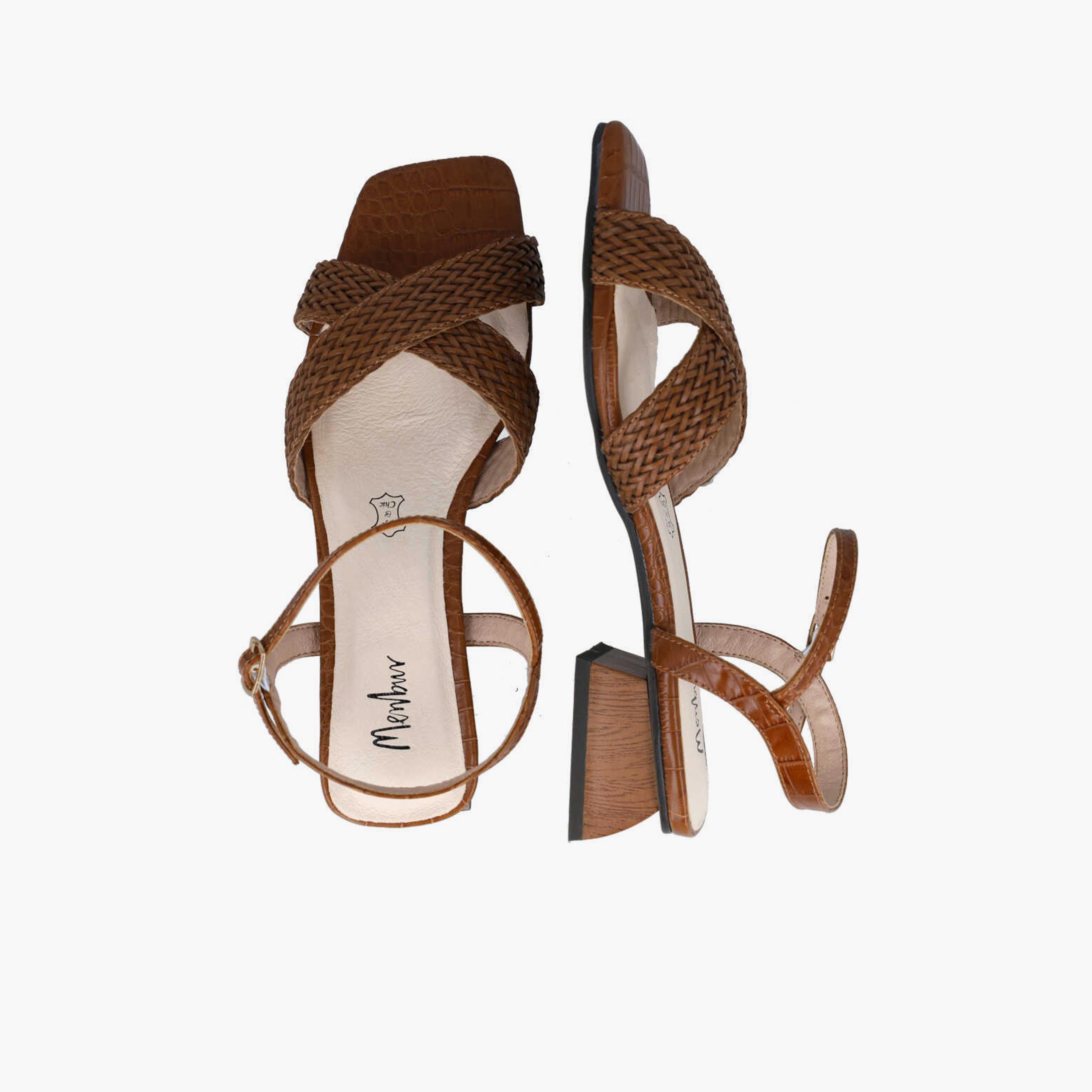 Menbur Women's Reptile Print Block Heels with Cross Strap | 22845-women-shoes-heels-image-3