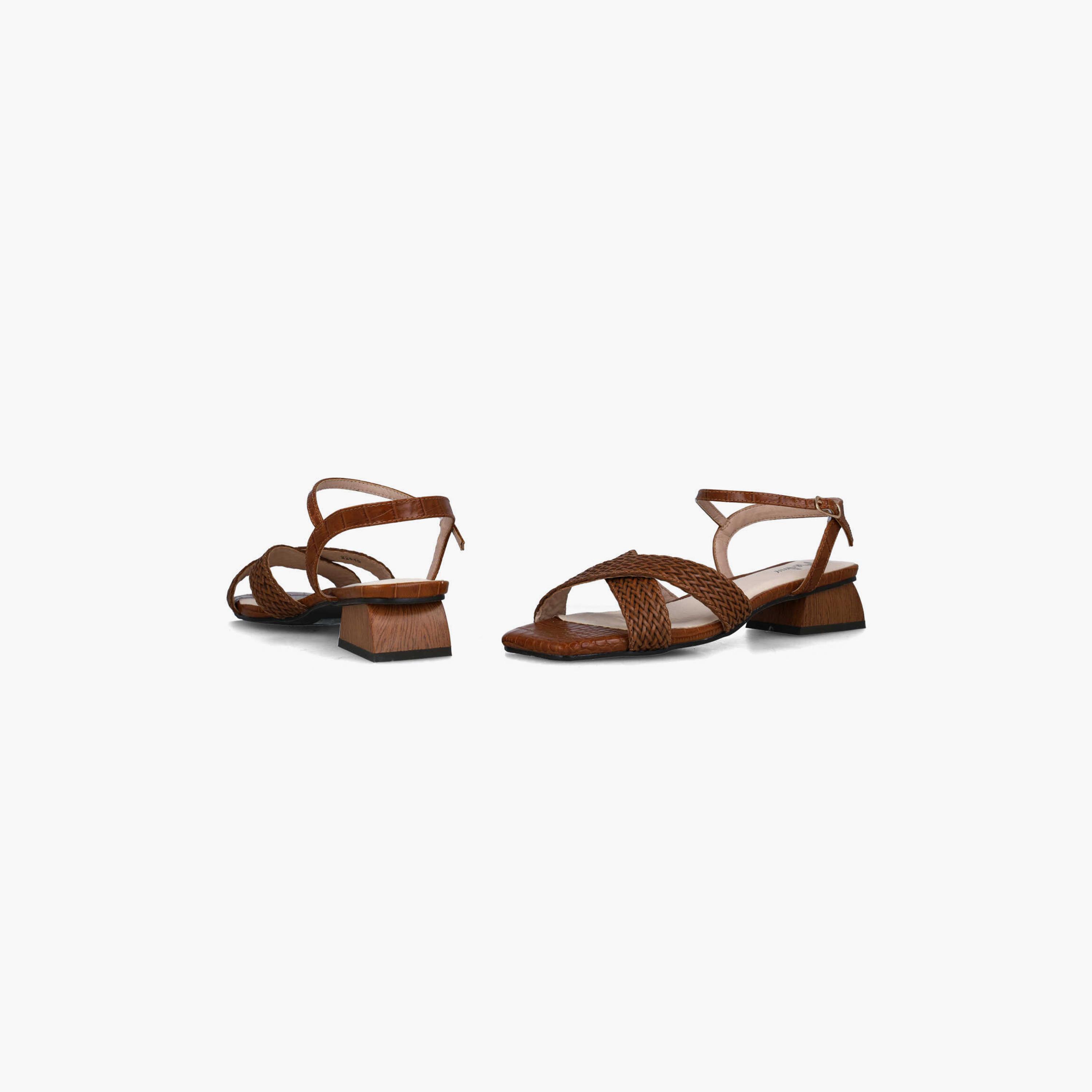 Menbur Women's Reptile Print Block Heels with Cross Strap | 22845-women-shoes-heels-image-4