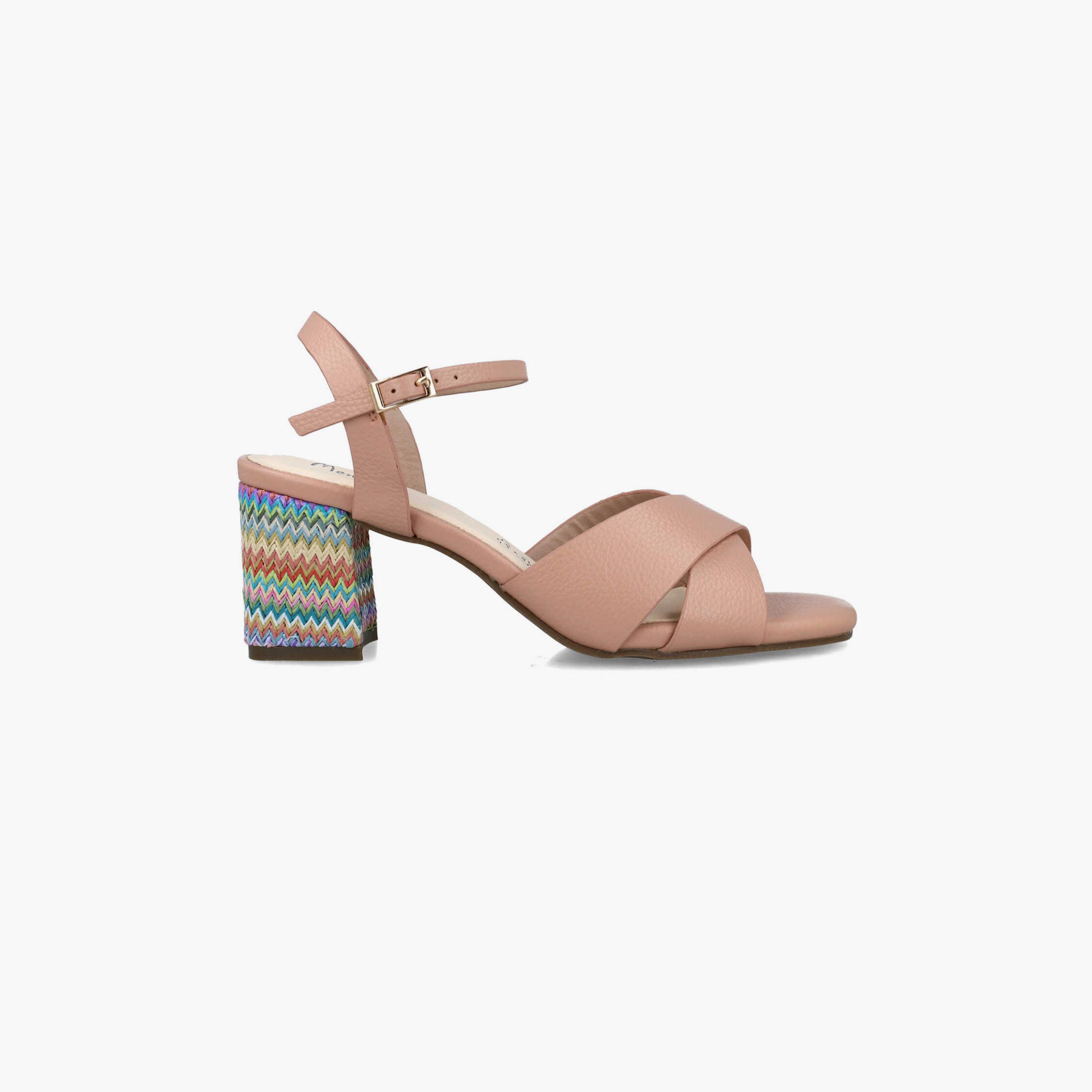 Menbur Women's Woven Block Heels with Cross Strap | 22879-women-shoes-heels-image-1