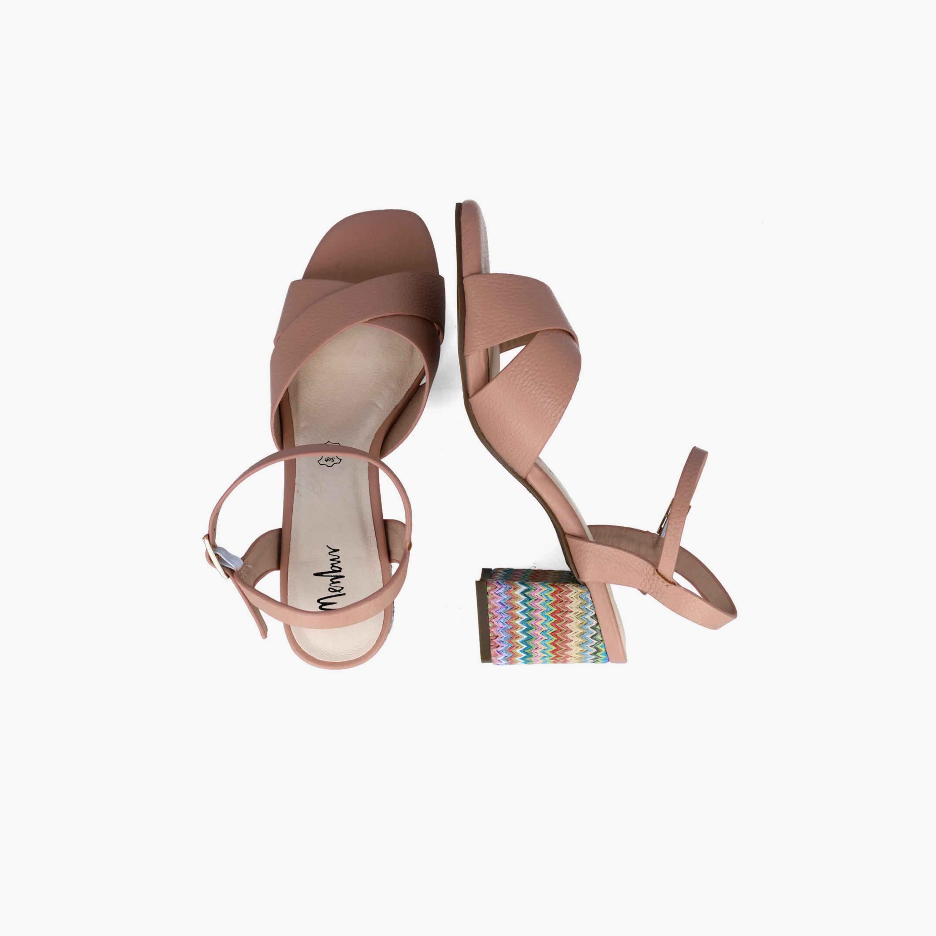 Menbur Women's Woven Block Heels with Cross Strap | 22879-women-shoes-heels-image-2