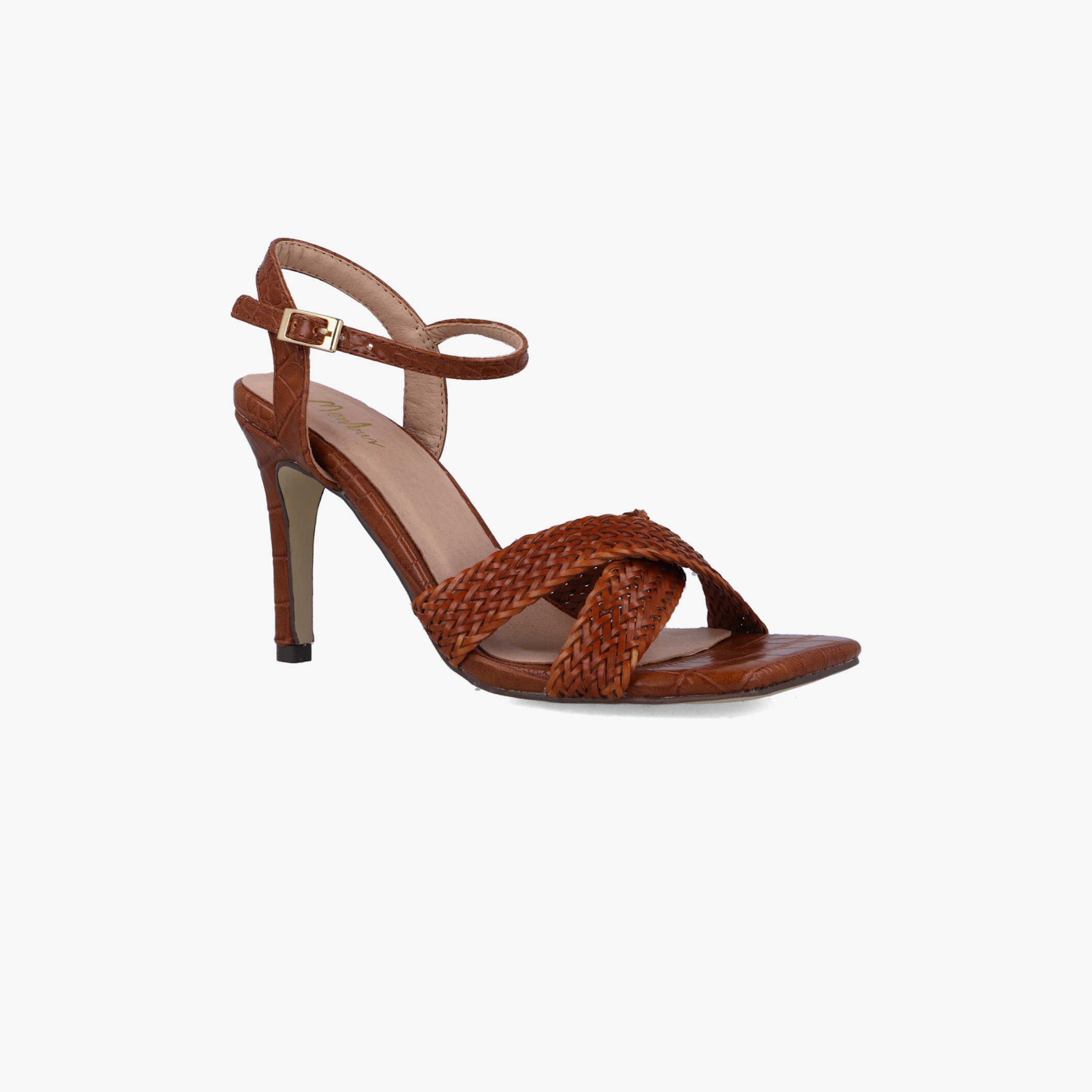 Menbur Women's Reptile Print Strap Sandals with Cross Strap | 22915-women-shoes-sandals-flats-image-1