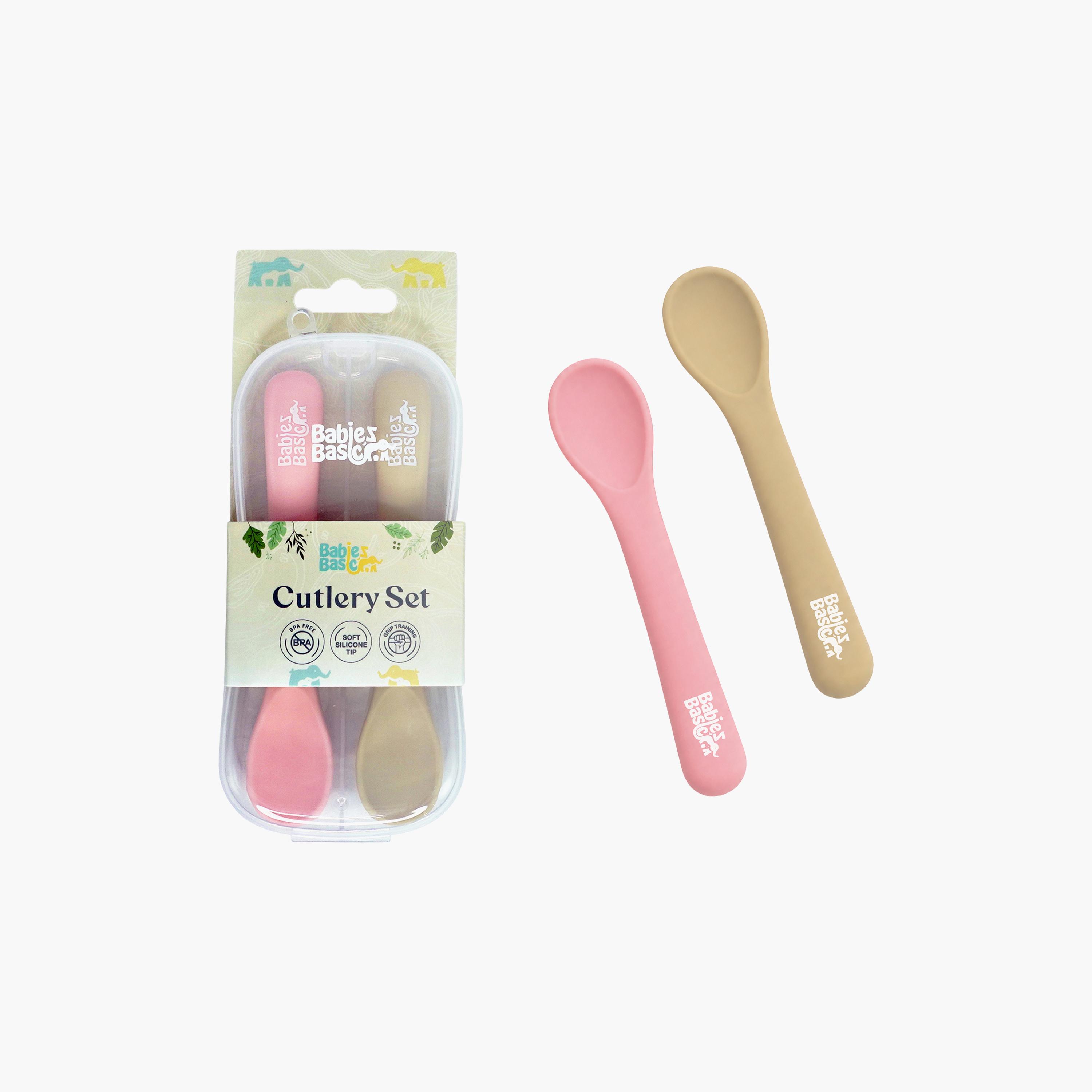 Babies Basic 2-Piece Flexible Silicone Spoons with Travel Case-baby-feeding-mealtimeessentials-image-2
