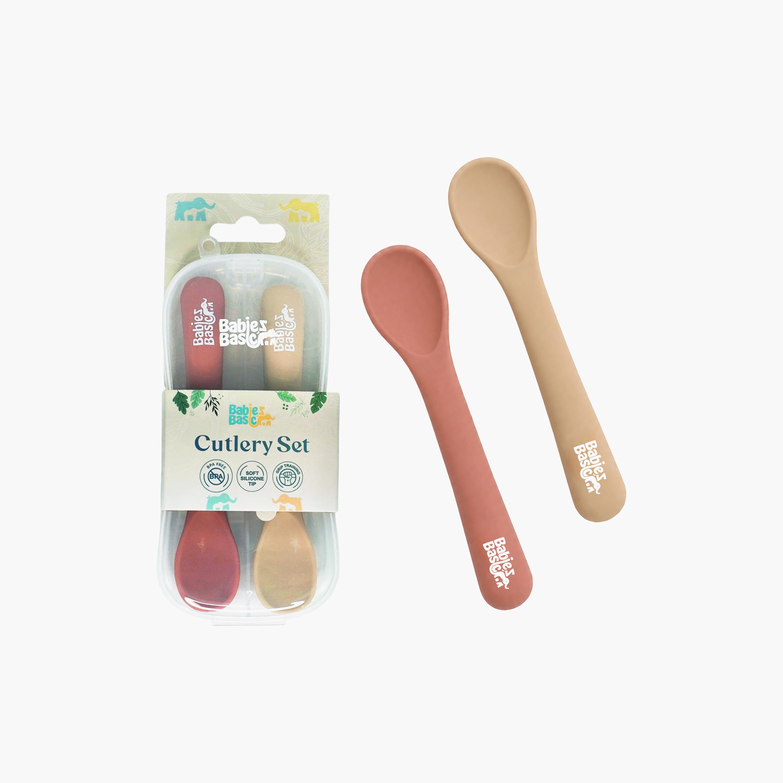 Babies Basic 2-Piece Flexible Silicone Spoons with Travel Case-baby-feeding-mealtimeessentials-image-2