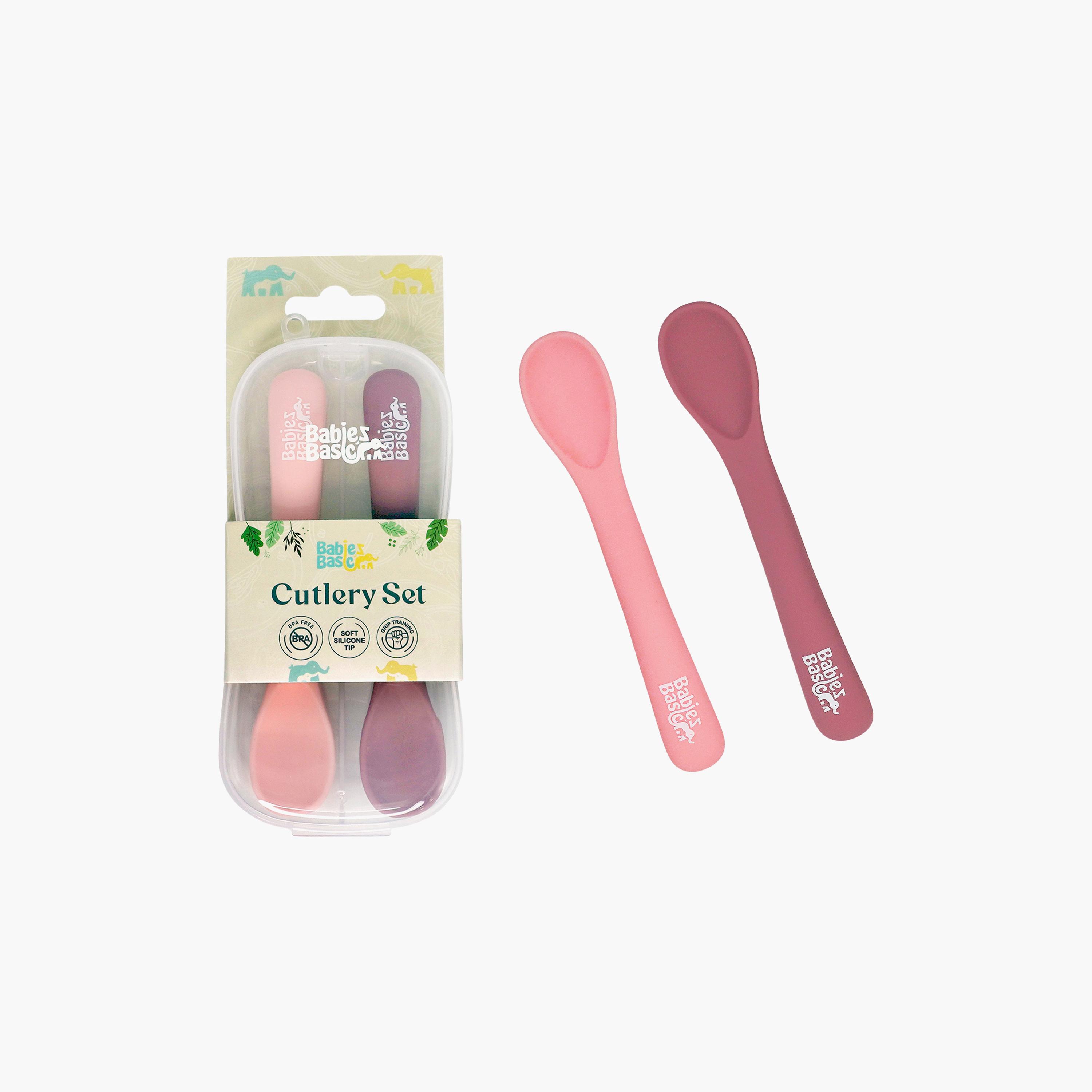 Babies Basic 2-Piece Flexible Silicone Spoons with Travel Case-baby-feeding-mealtimeessentials-image-2