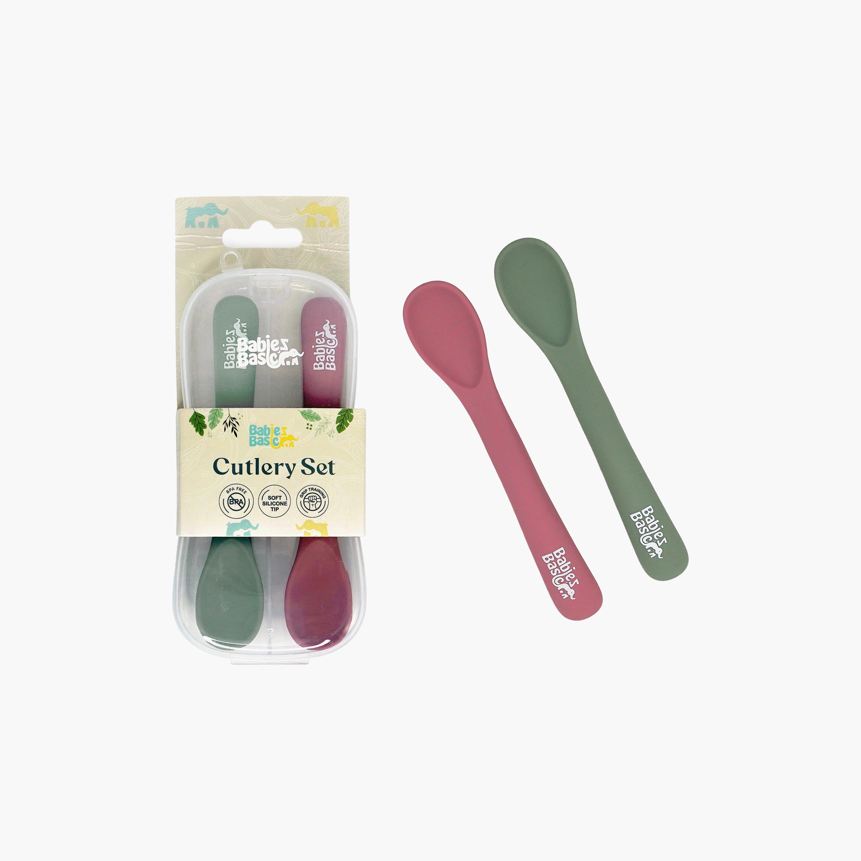Babies Basic 2-Piece Flexible Silicone Spoons with Travel Case-baby-feeding-mealtimeessentials-image-2