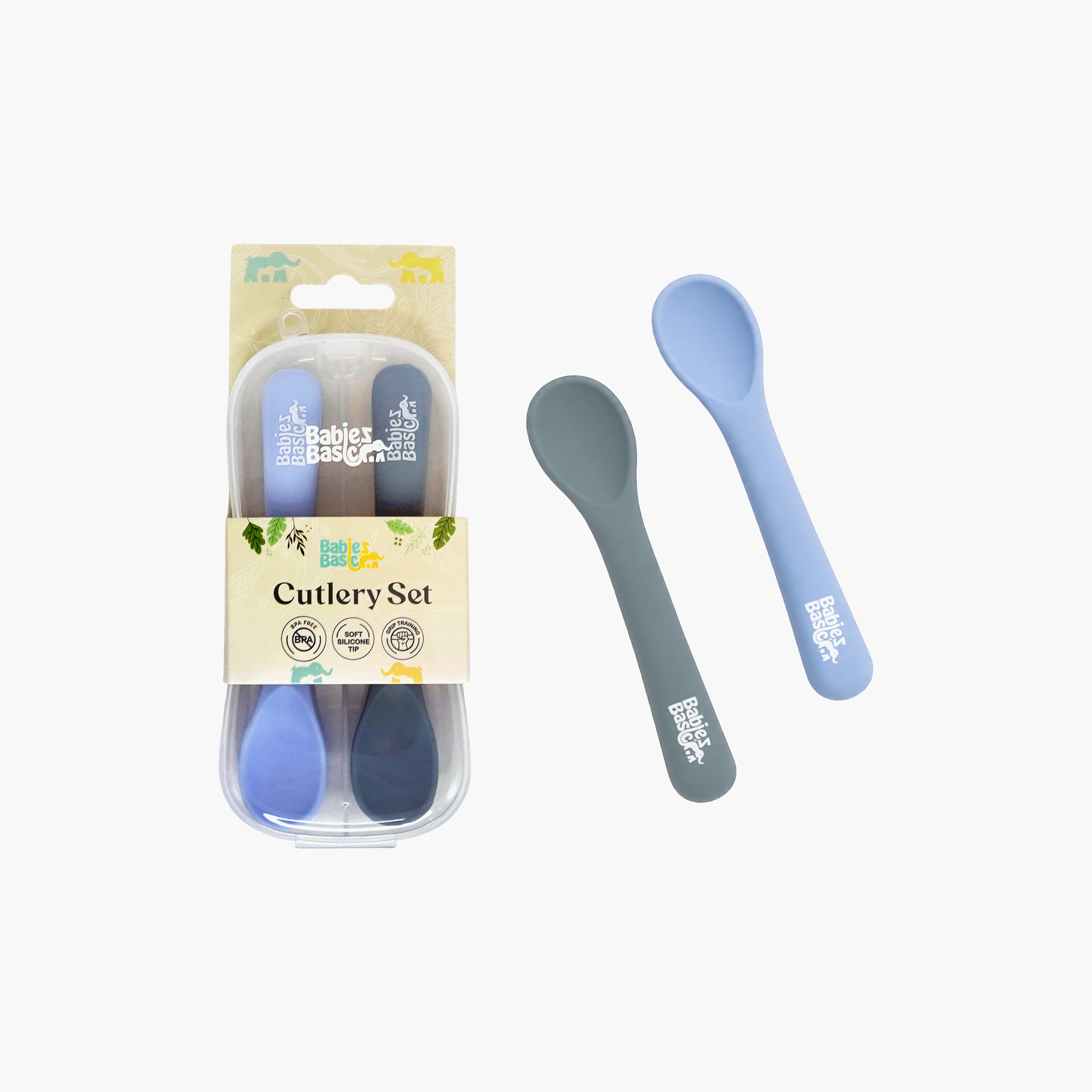 Babies Basic 2-Piece Flexible Silicone Spoons with Travel Case-baby-feeding-mealtimeessentials-image-2