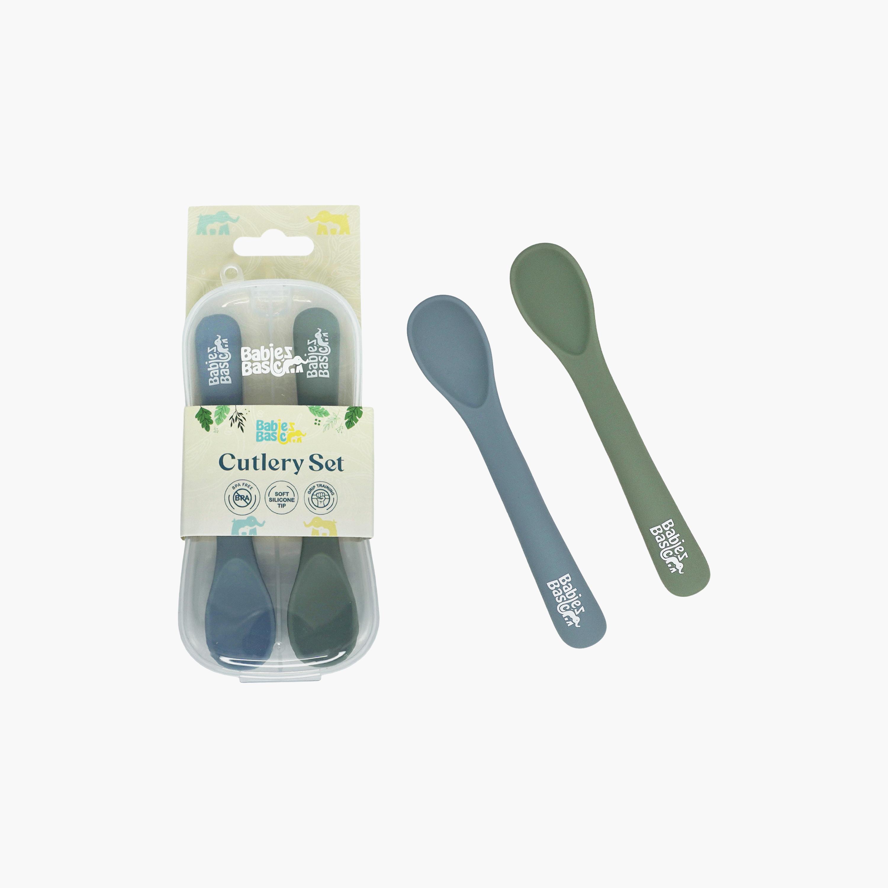 Babies Basic 2-Piece Flexible Silicone Spoons with Travel Case-baby-feeding-mealtimeessentials-image-2
