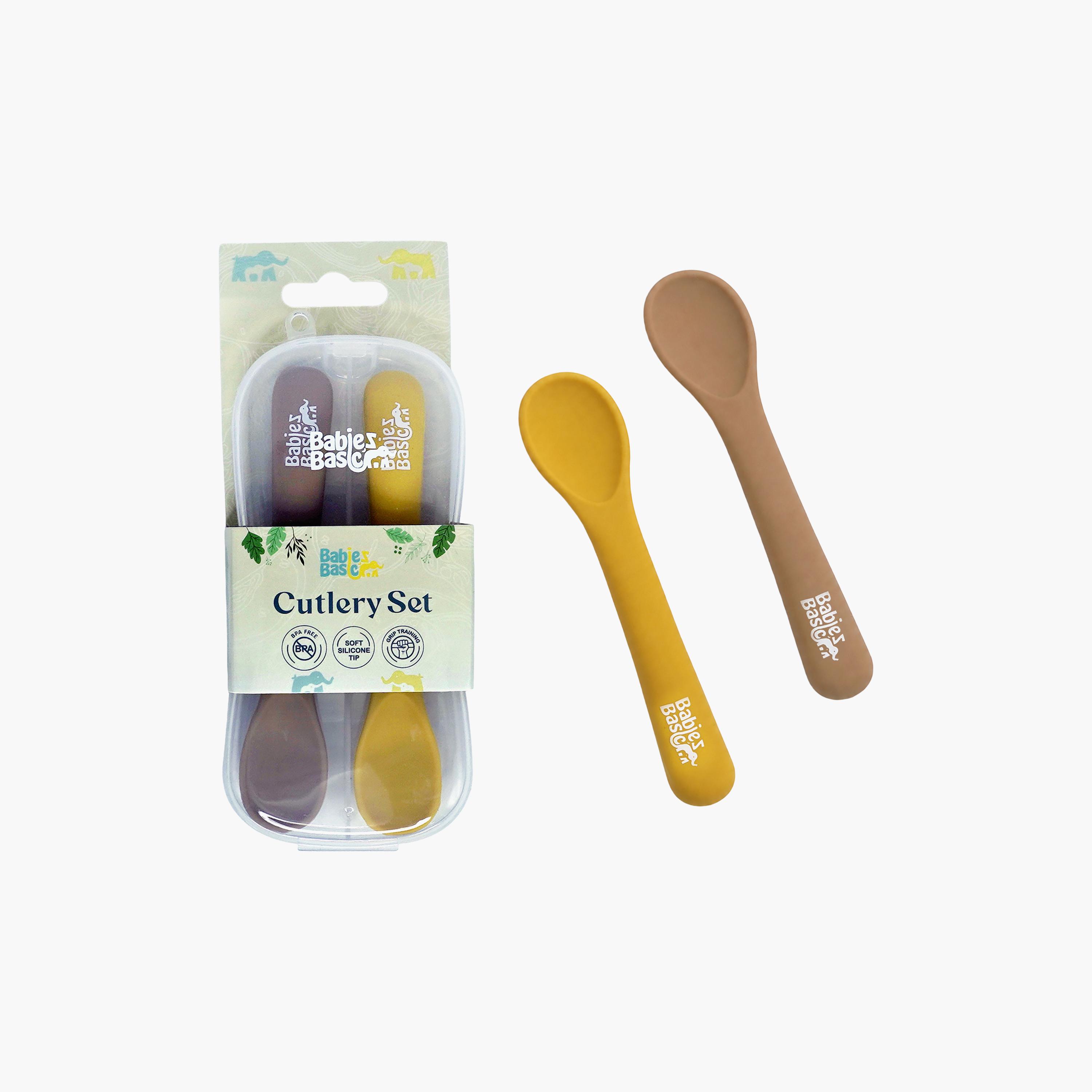 Babies Basic 2-Piece Flexible Silicone Spoons with Travel Case-baby-feeding-mealtimeessentials-image-2