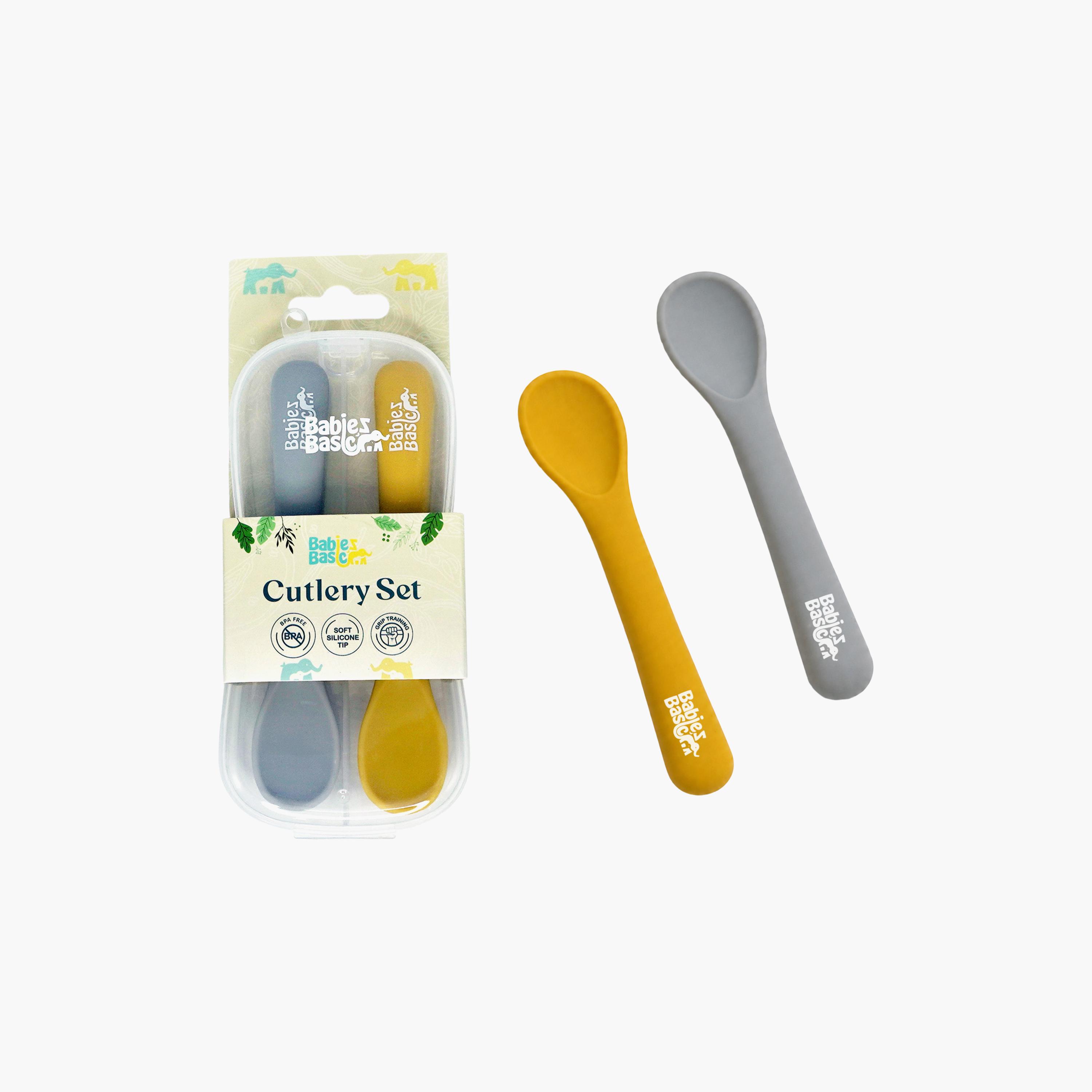 Babies Basic 2-Piece Flexible Silicone Spoons with Travel Case-baby-feeding-mealtimeessentials-image-2