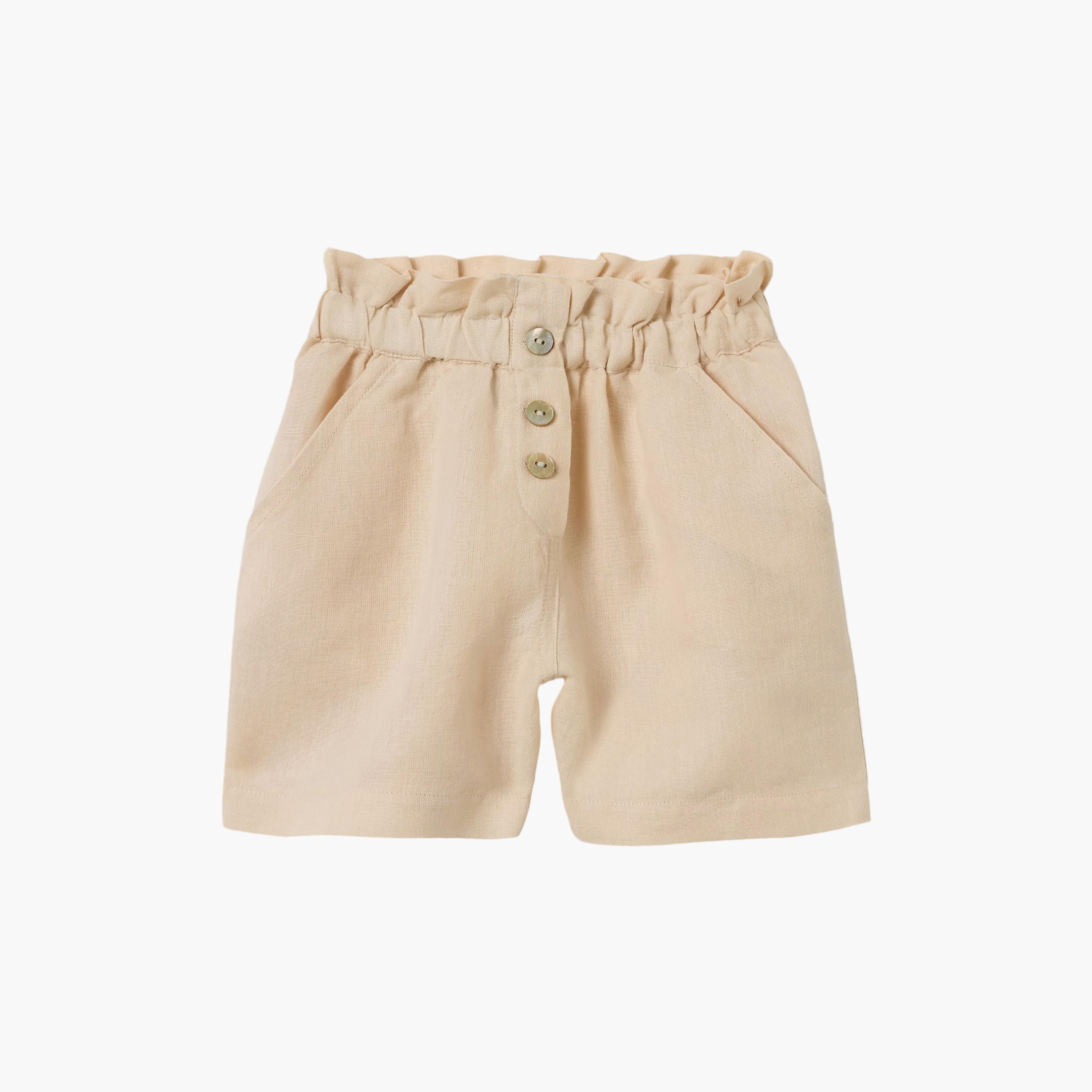 شورت سادة بخصر مطاطي وأزرار من اوه في اس-girls-clothing-bottoms-shorts-image-1