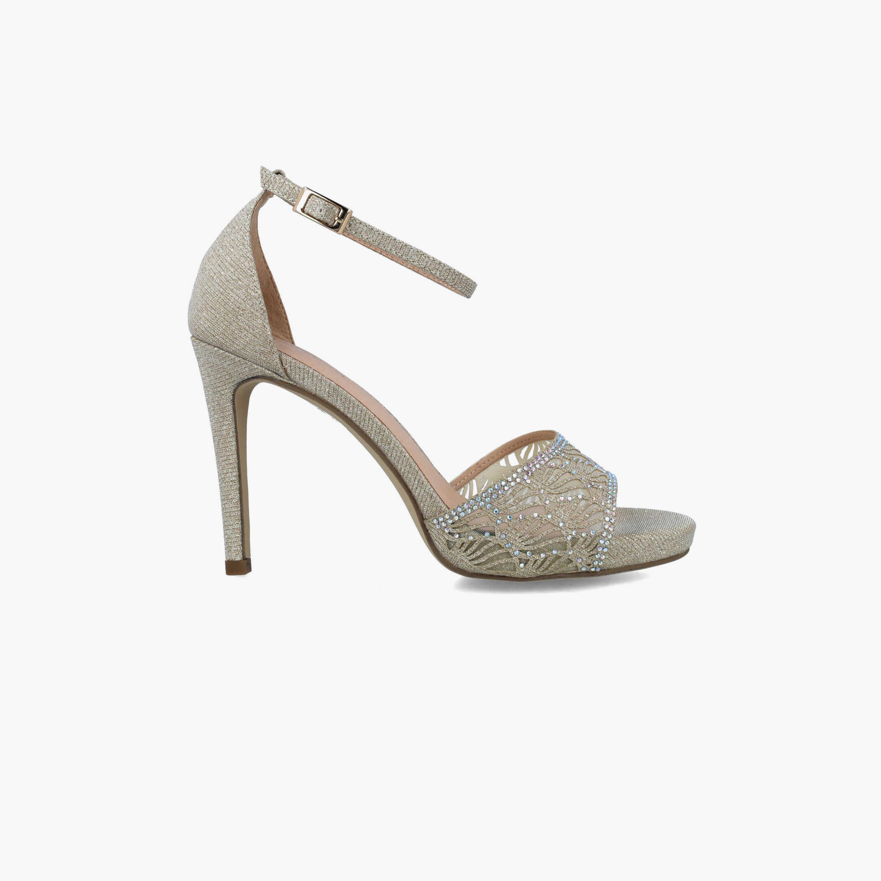 Menbur Women's Glitter Stiletto Heels with Rhinestone Accent | 23166-women-shoes-heels-image-1