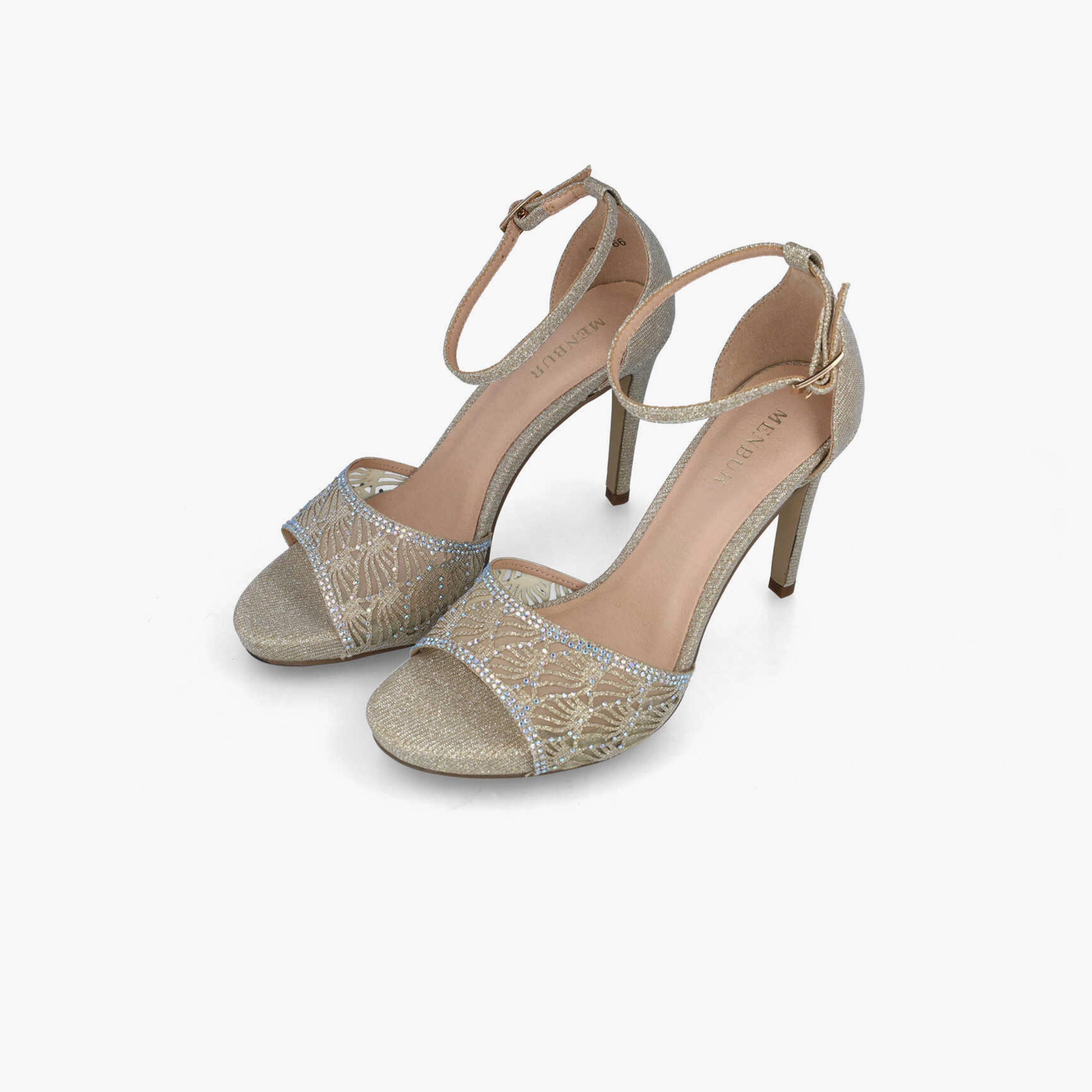 Menbur Women's Glitter Stiletto Heels with Rhinestone Accent | 23166-women-shoes-heels-image-3