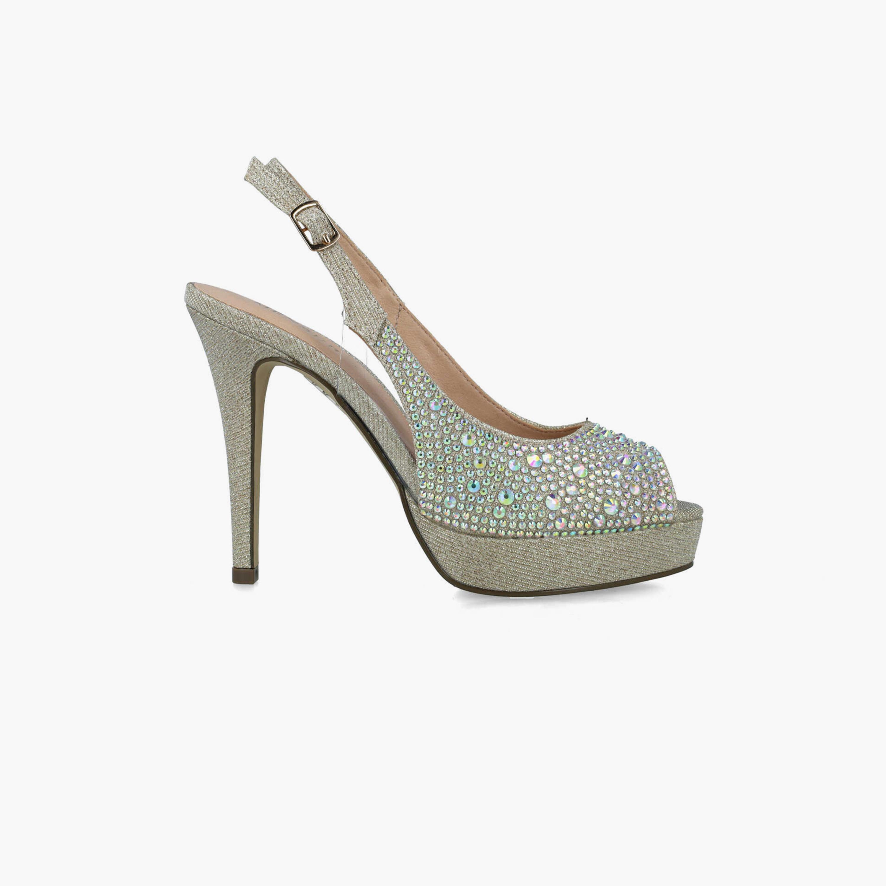 Menbur Women's Glitter Stiletto Heels with Embellishment | 23167-women-shoes-heels-image-1