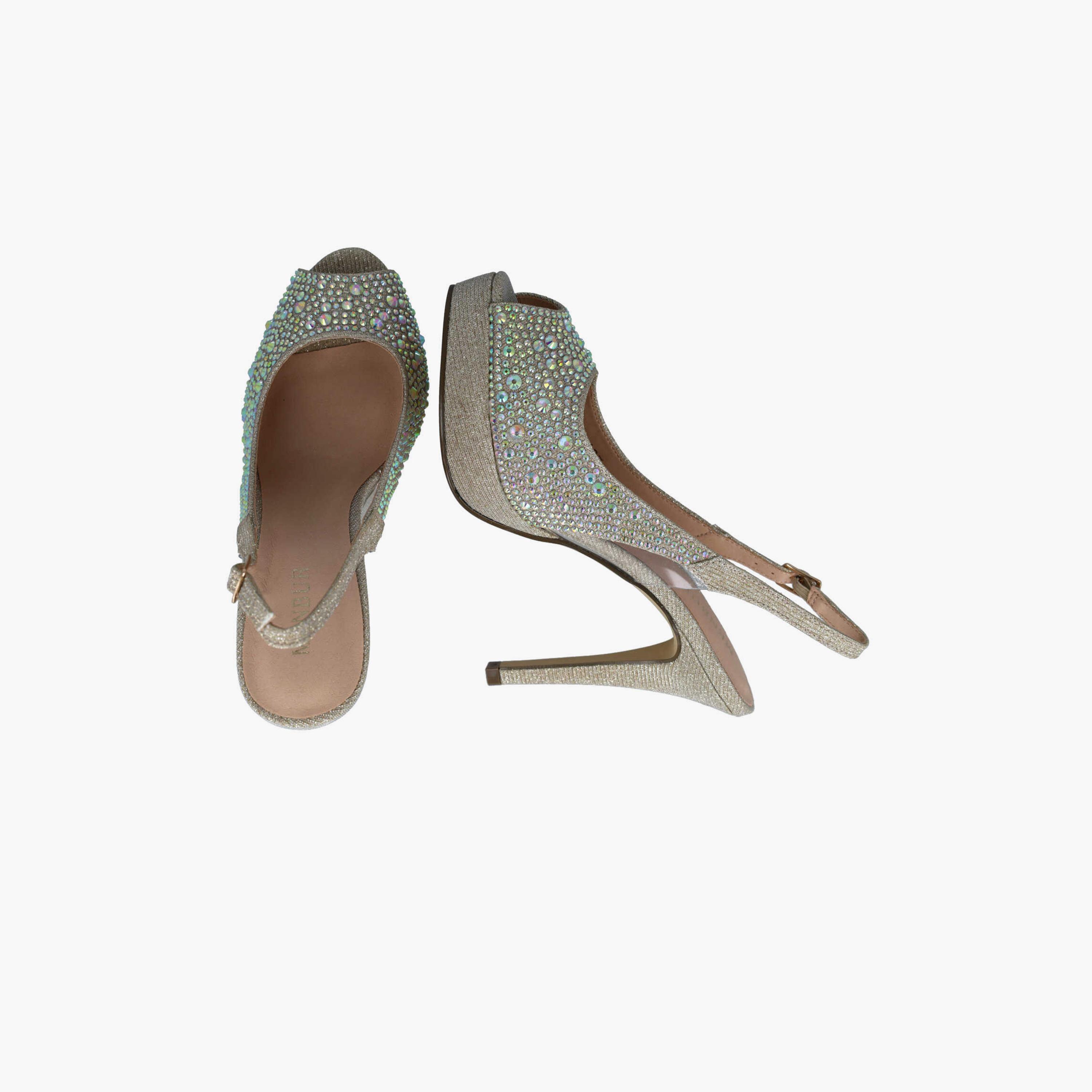 Menbur Women's Glitter Stiletto Heels with Embellishment | 23167-women-shoes-heels-image-2