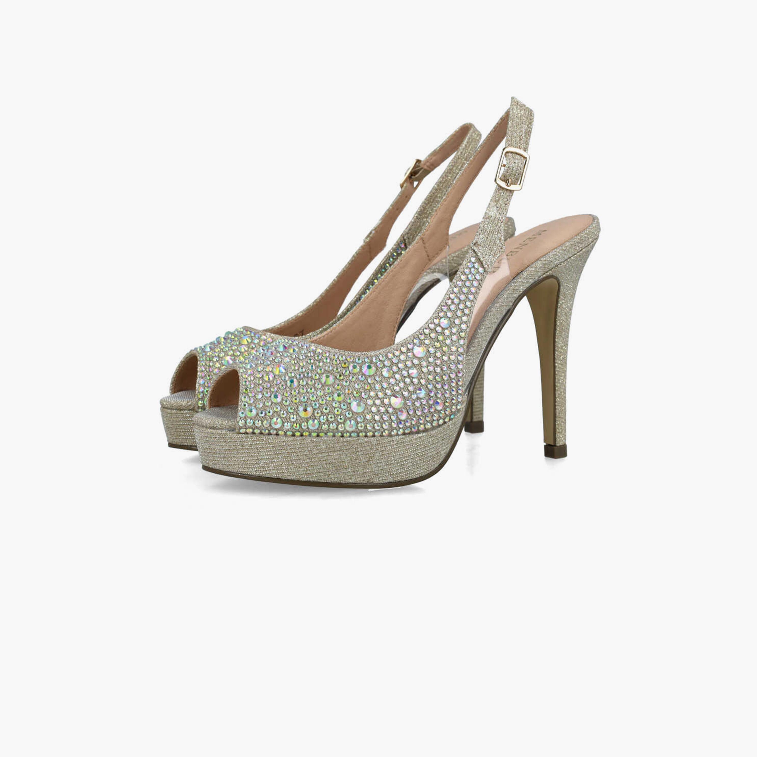 Menbur Women's Glitter Stiletto Heels with Embellishment | 23167-women-shoes-heels-image-3