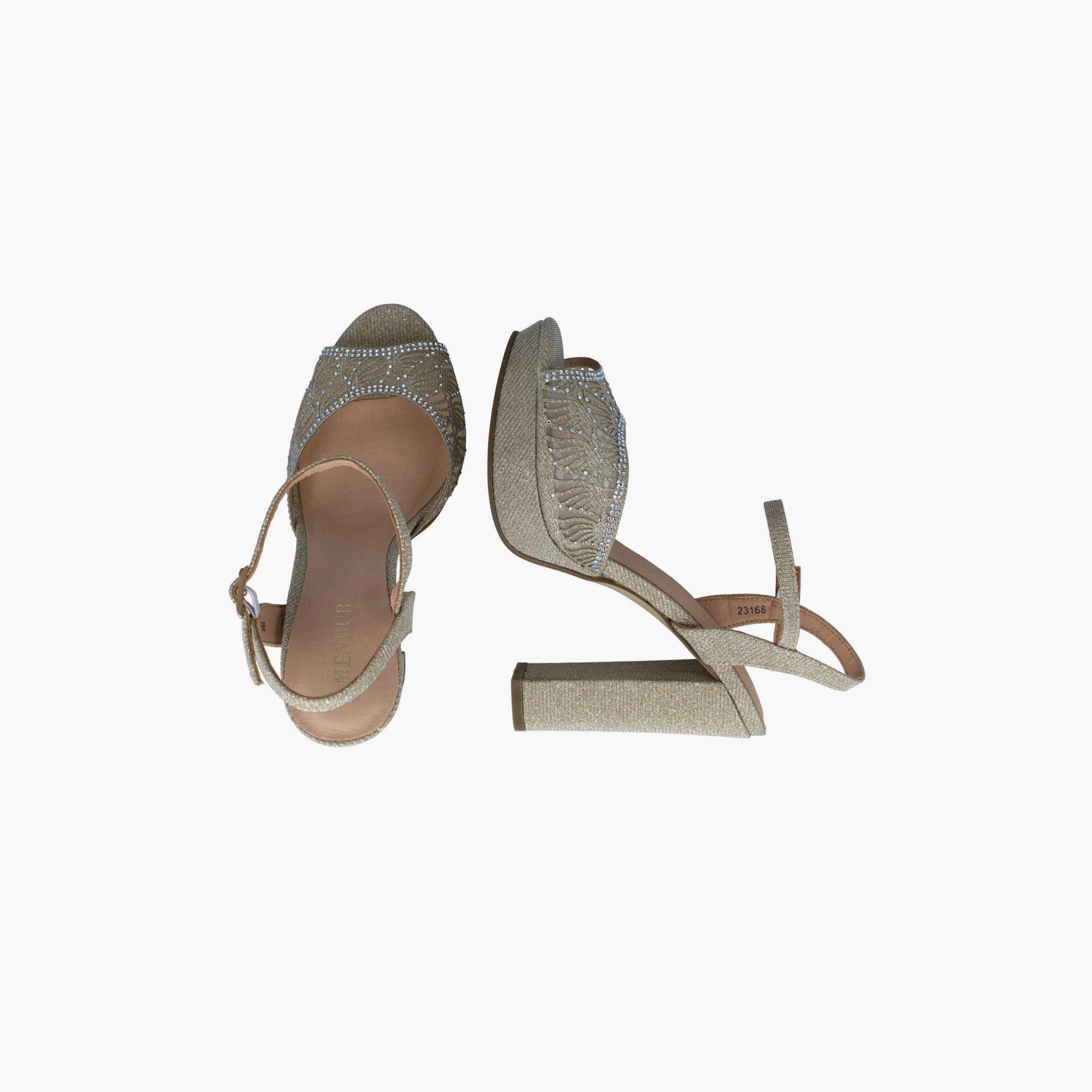 Menbur Women's Glitter Block Heels with Rhinestone Accent | 23168-women-shoes-heels-image-2