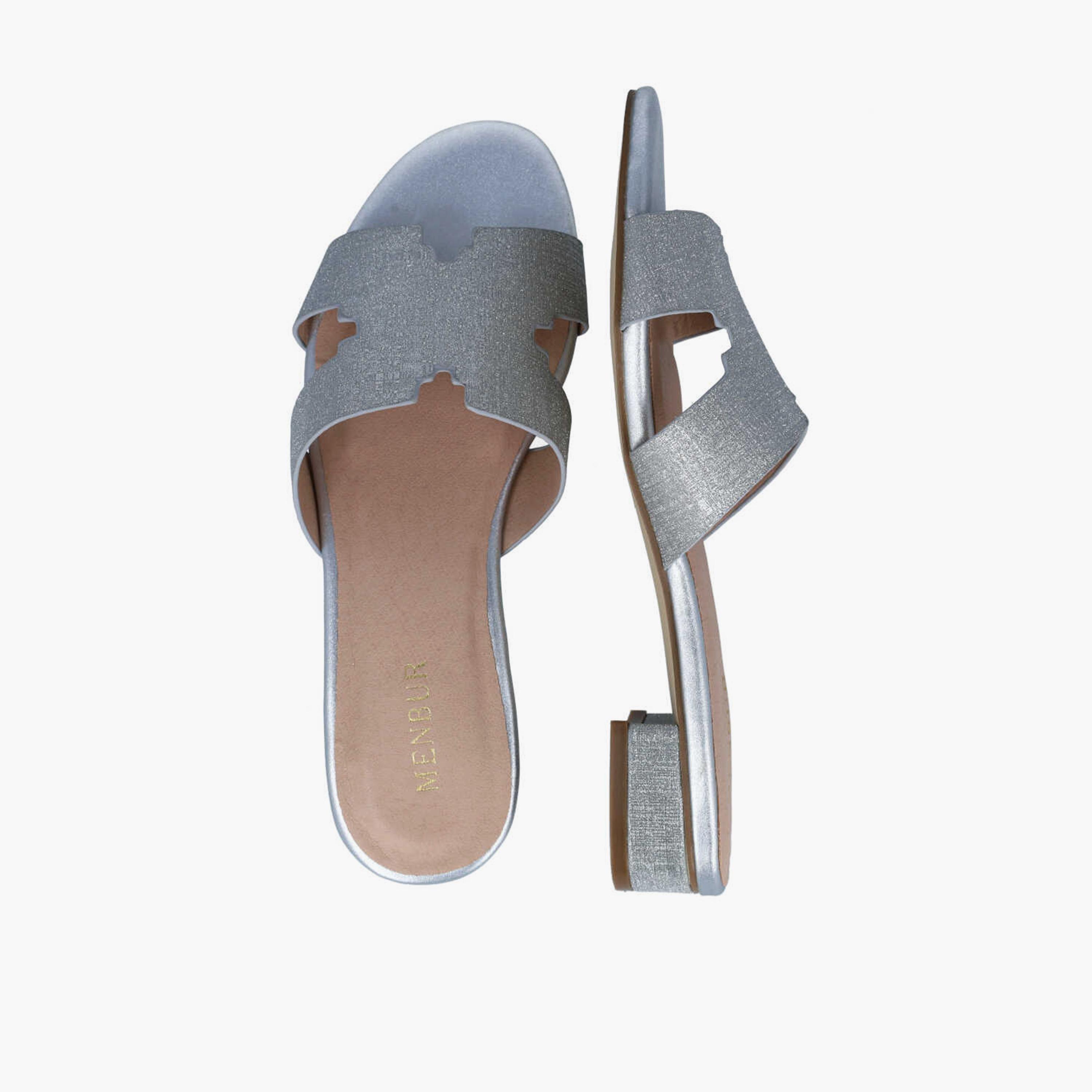 Menbur Women's Metallic Slide Sandals with Open Toe | 23198-women-shoes-sandals-flats-image-2