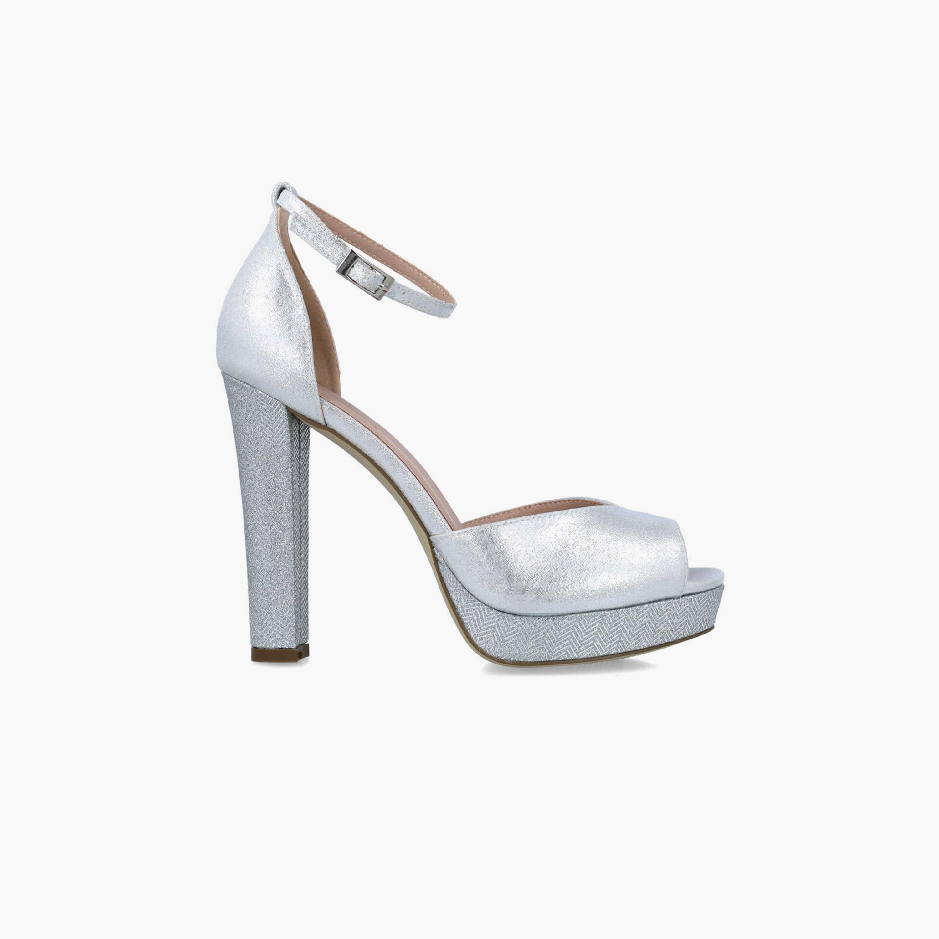 Menbur Women's Metallic Platform Heels with Strap | 23453-women-shoes-heels-image-2