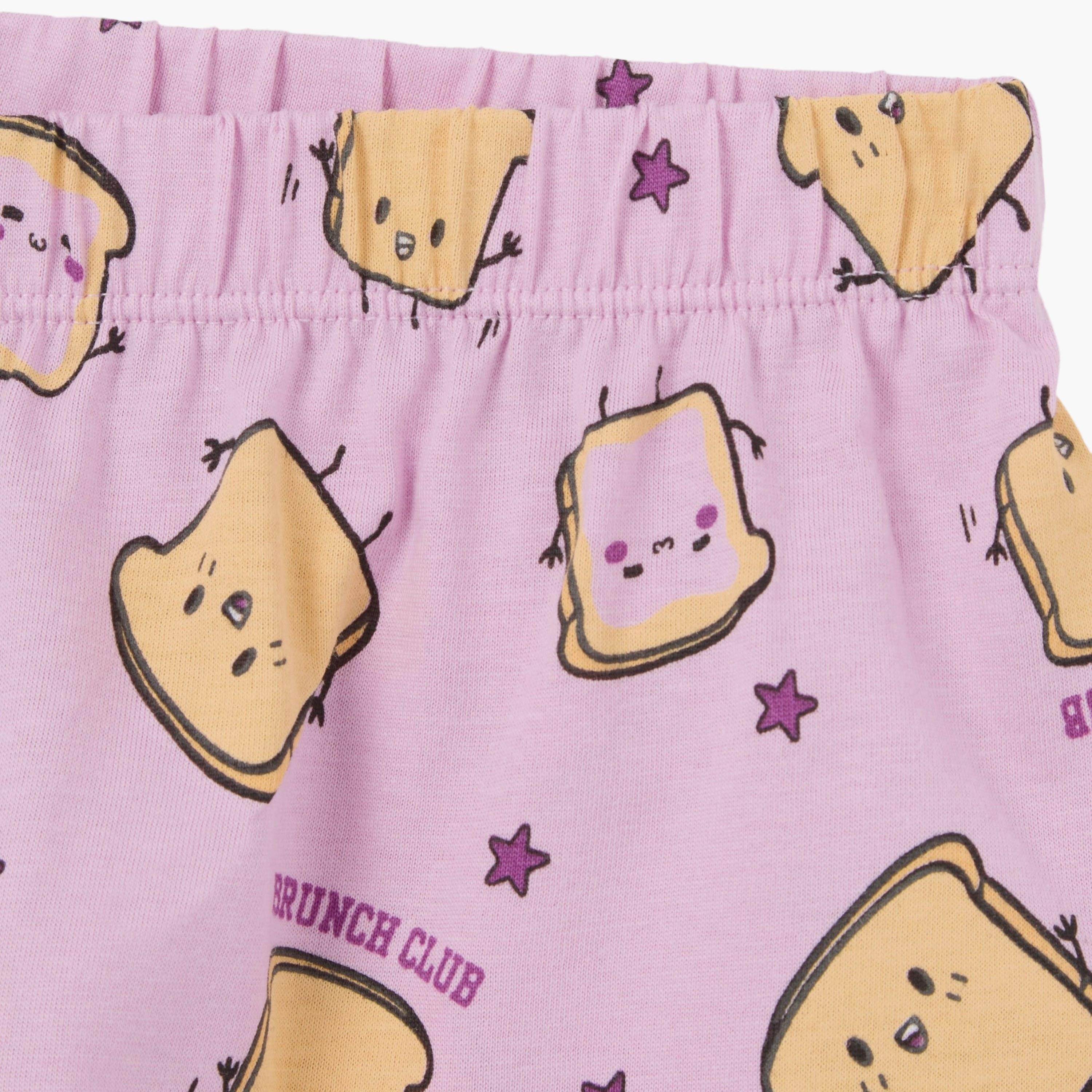 طقم بلوزة قطن مطبوعة وشورت من اوه في اس-girls-clothing-setsandcoords-image-3
