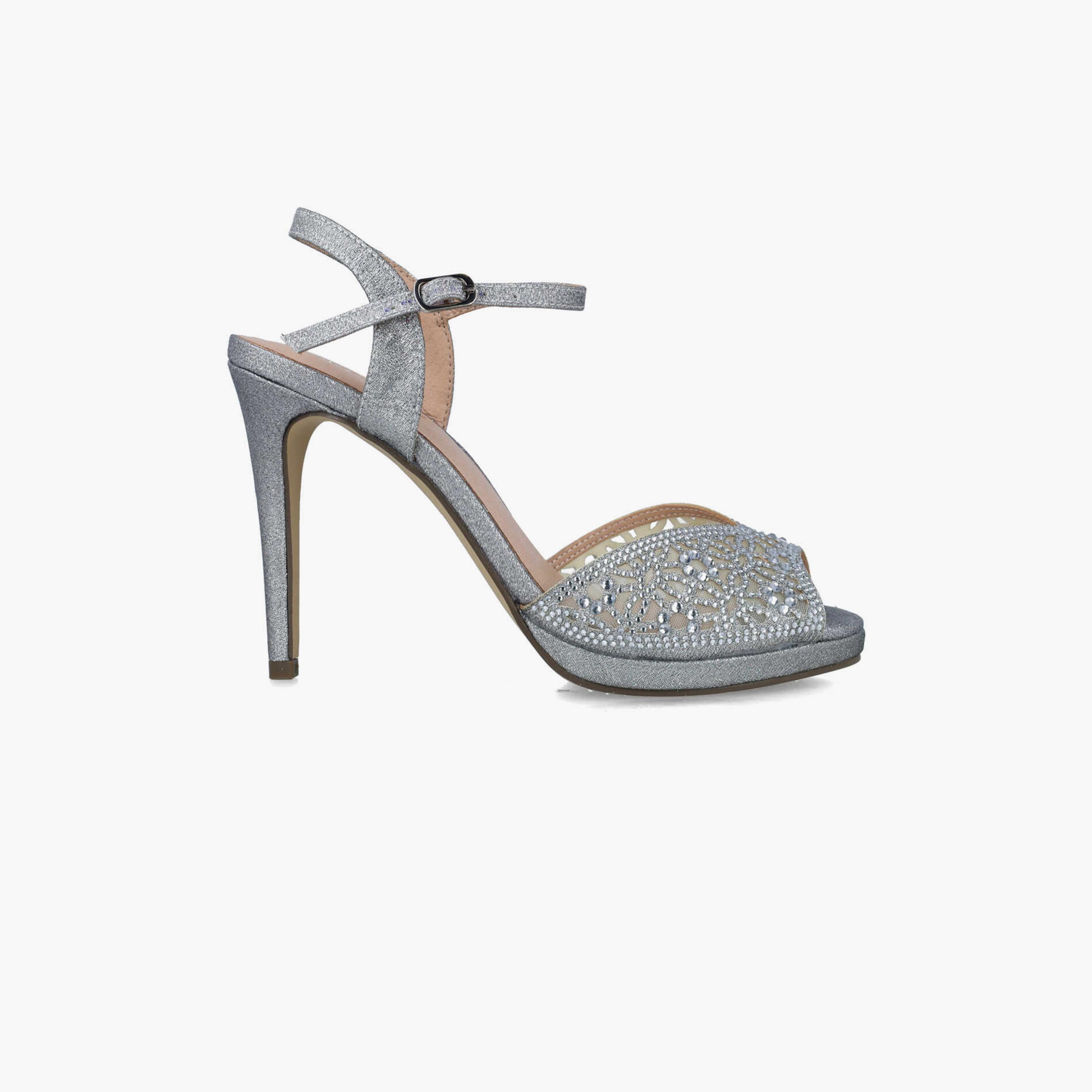 Menbur Women's Glitter Strap Sandals with Embellishment | 23674-women-shoes-sandals-flats-image-1