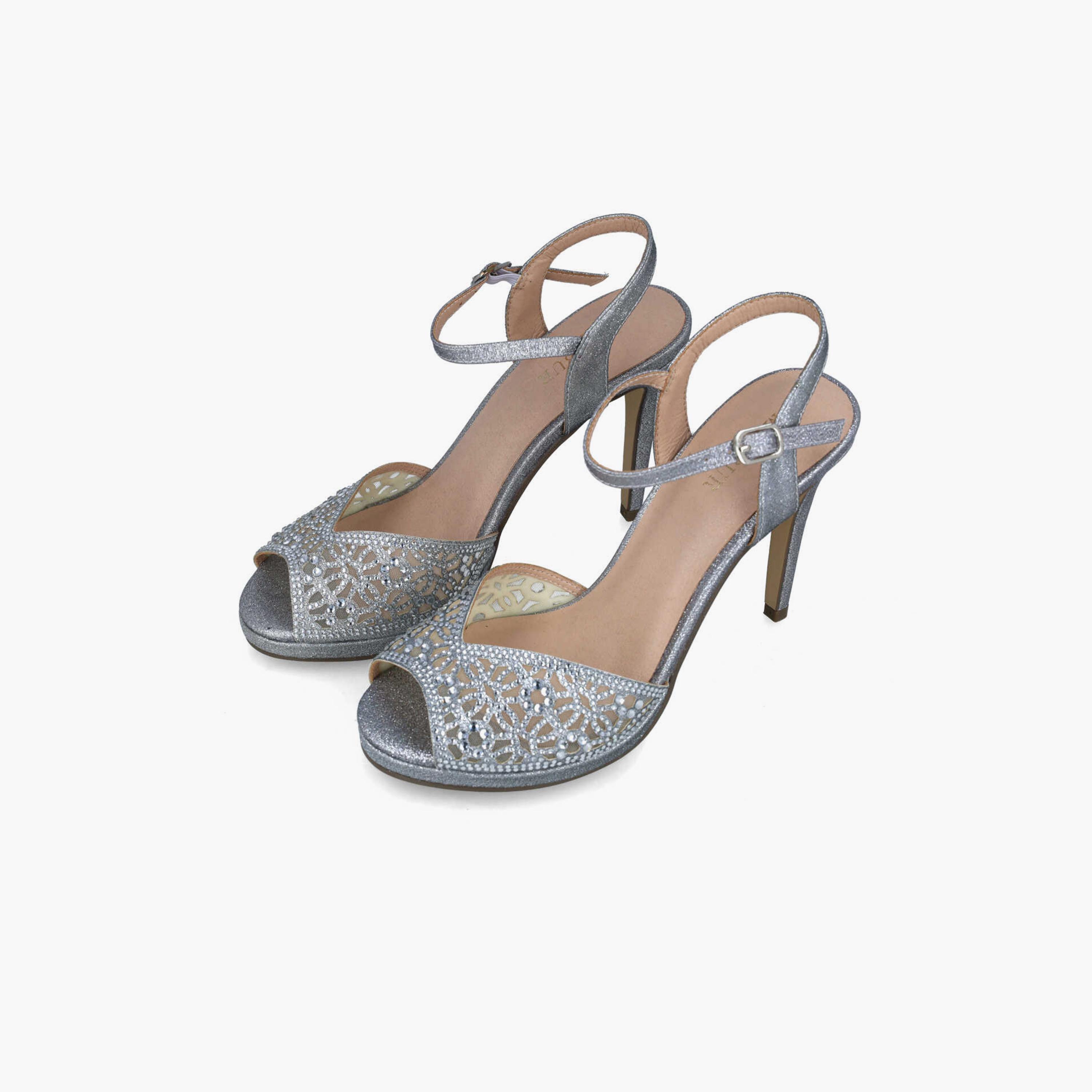 Menbur Women's Glitter Strap Sandals with Embellishment | 23674-women-shoes-sandals-flats-image-2