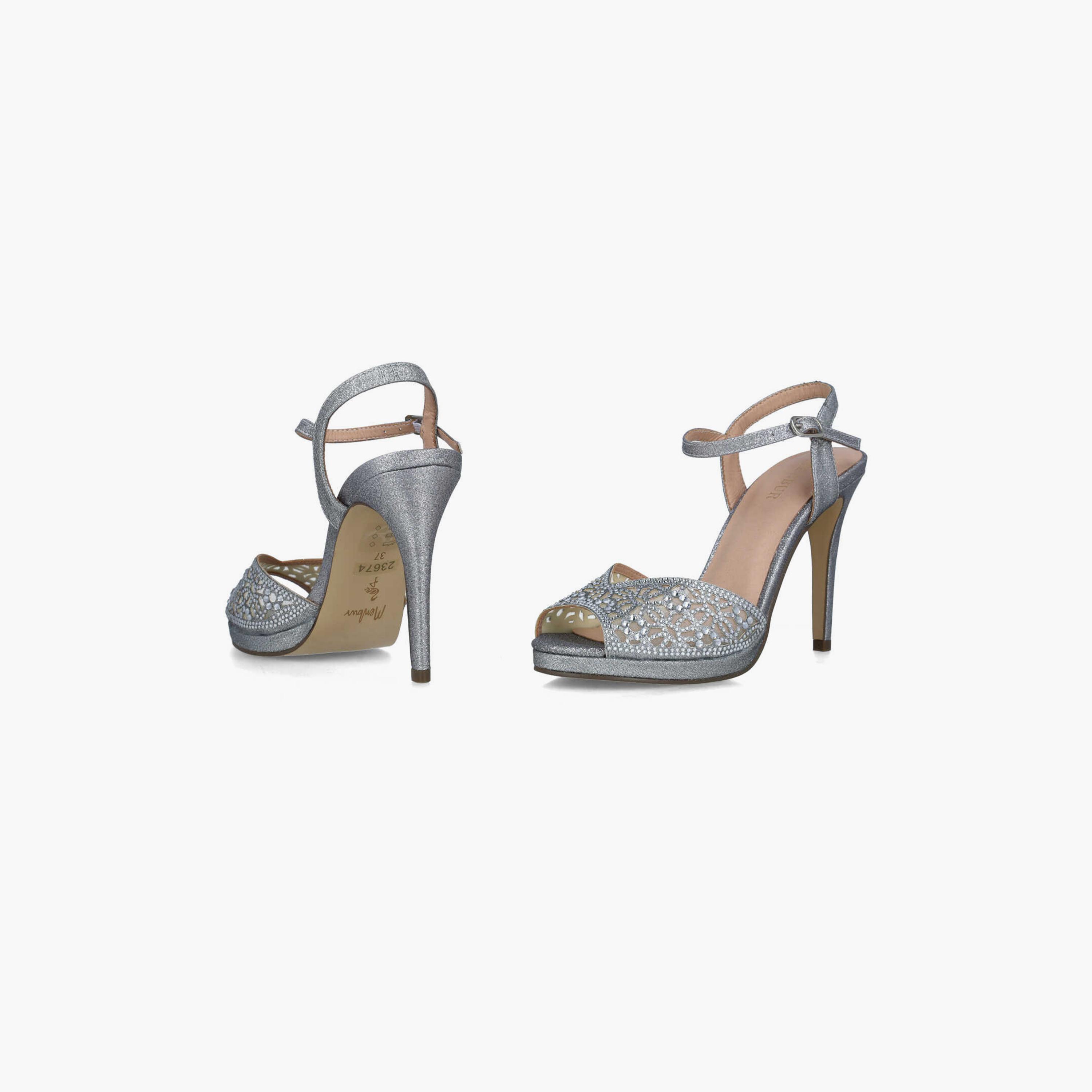 Menbur Women's Glitter Strap Sandals with Embellishment | 23674-women-shoes-sandals-flats-image-4