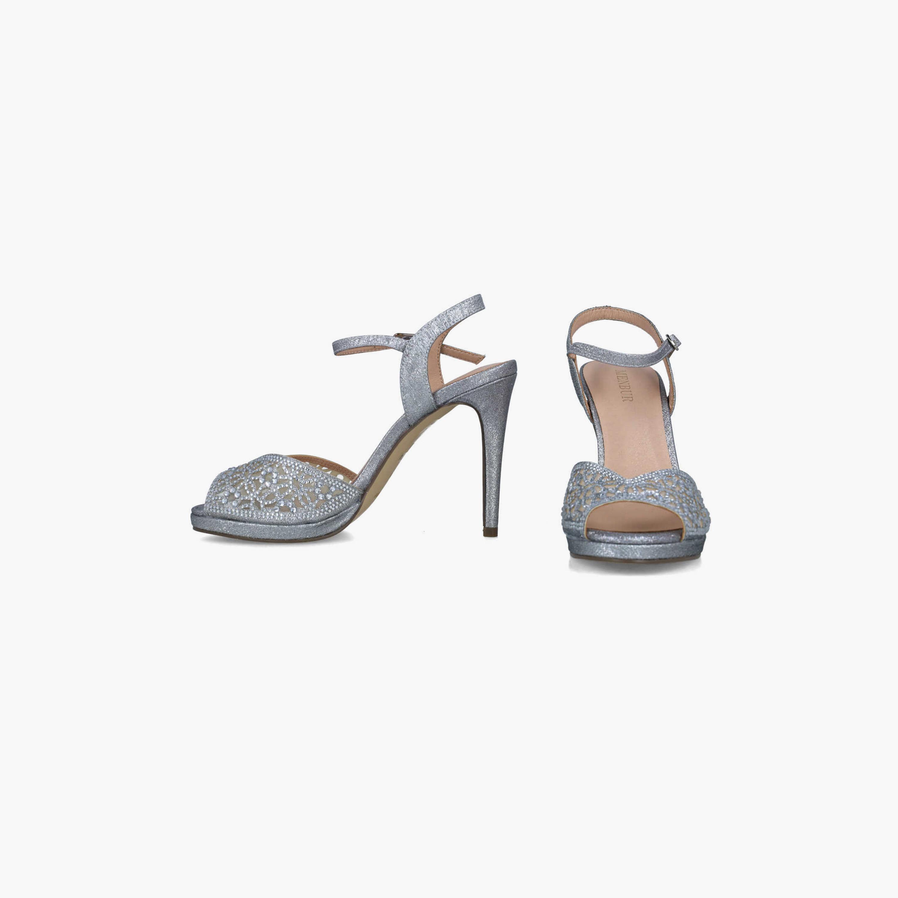 Menbur Women's Glitter Strap Sandals with Embellishment | 23674-women-shoes-sandals-flats-image-5