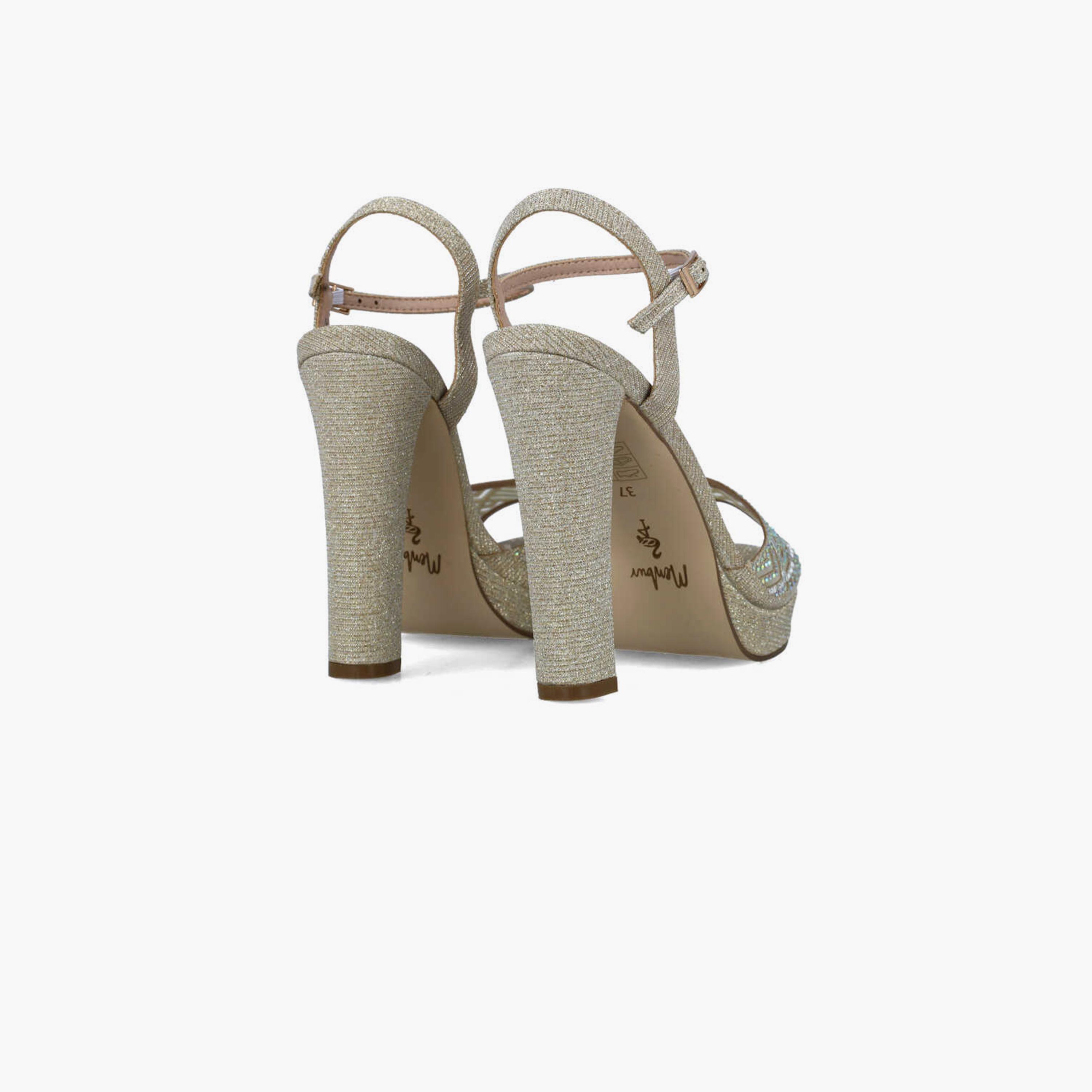 Menbur Women's Glitter Platform Heels with Embellishment | 23685-women-shoes-heels-image-3