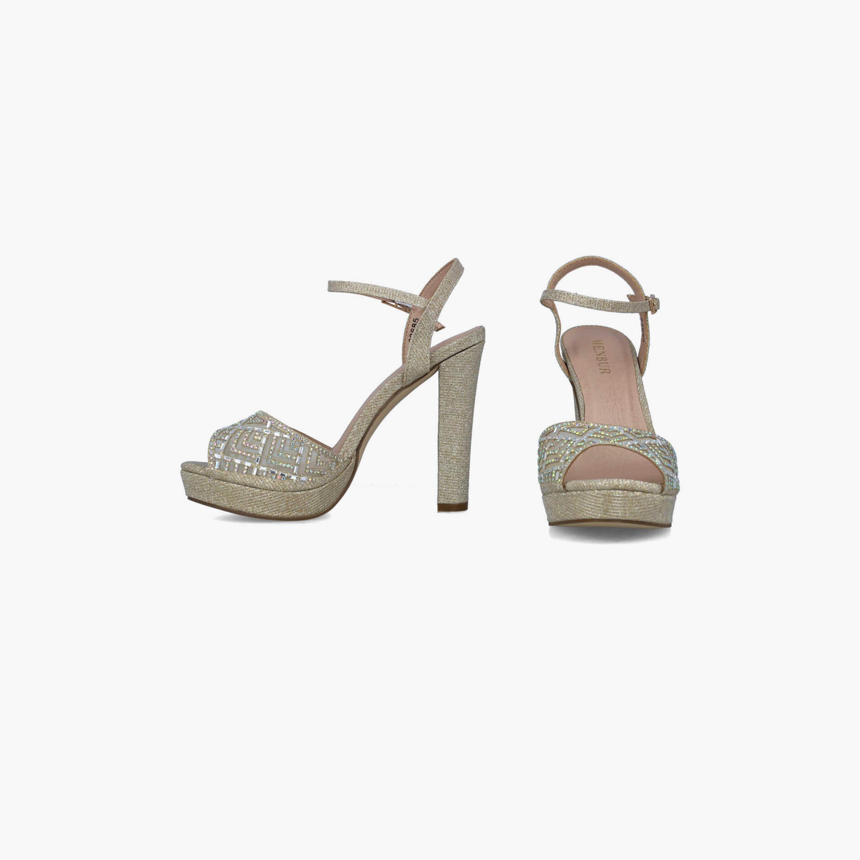 Menbur Women's Glitter Platform Heels with Embellishment | 23685-women-shoes-heels-image-5