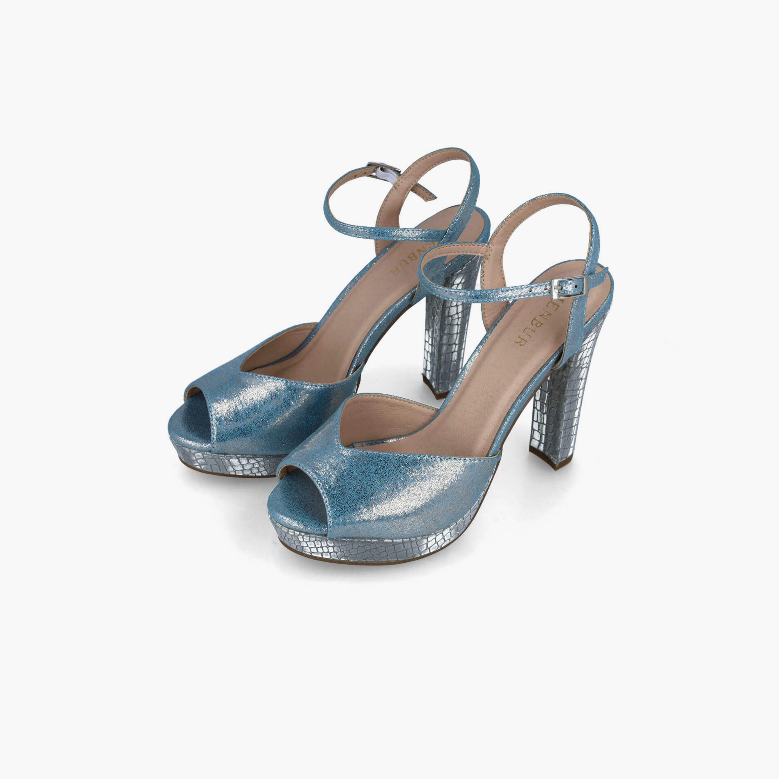 Menbur Women's Glitter Platform Heels with Strap | 23709-women-shoes-heels-image-2